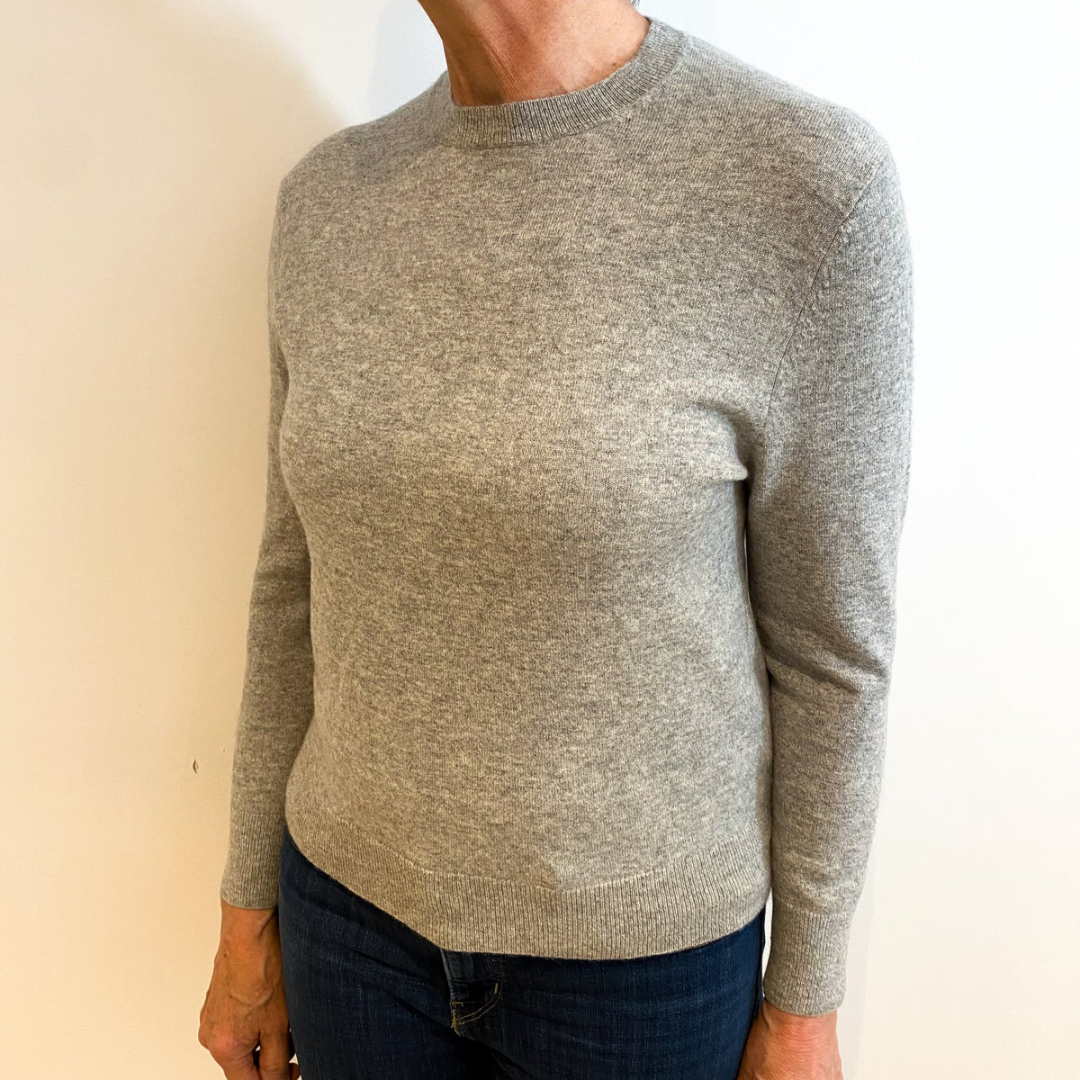 Smoke Grey Cashmere Crew Neck Jumper Medium