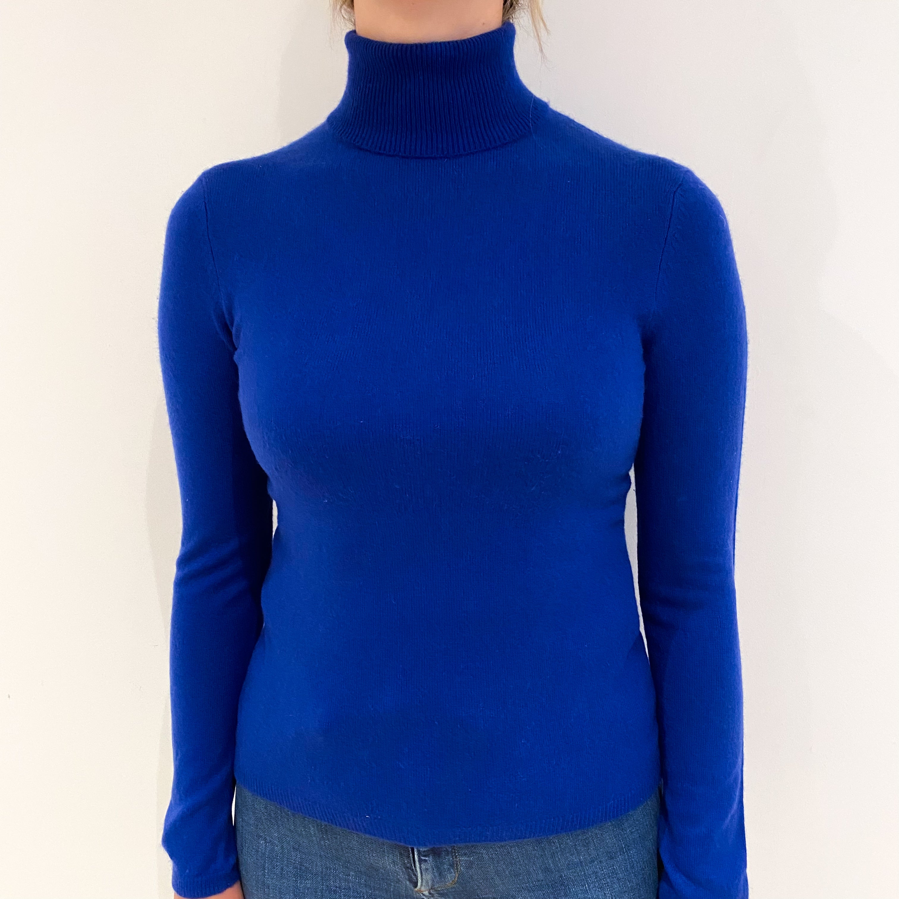 Admiral Blue Cashmere Polo Neck Jumper Small