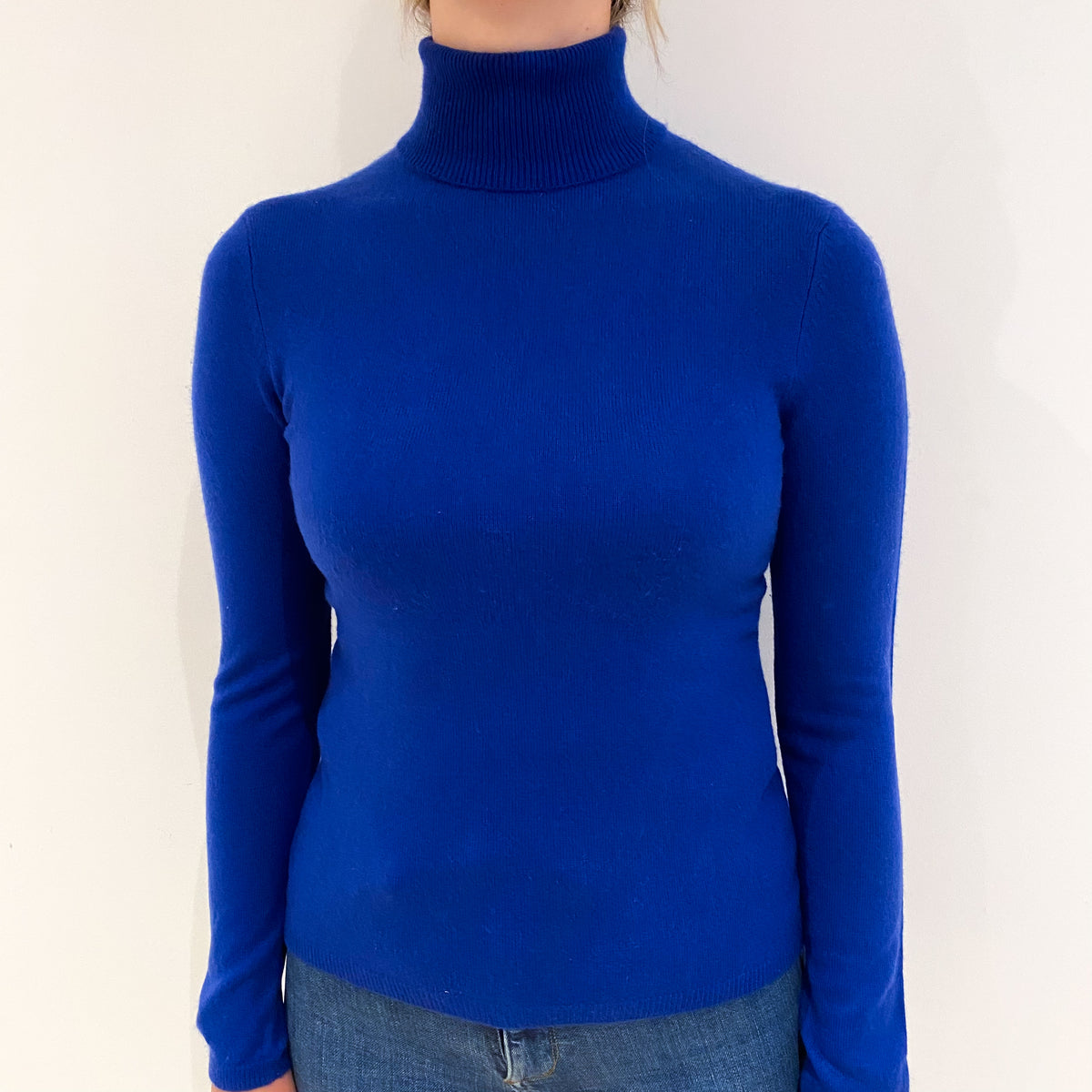 Admiral Blue Cashmere Polo Neck Jumper Small