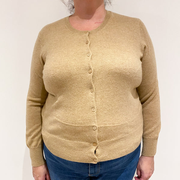 Caramel Brown Cashmere Crew Neck Cardigan Extra Large