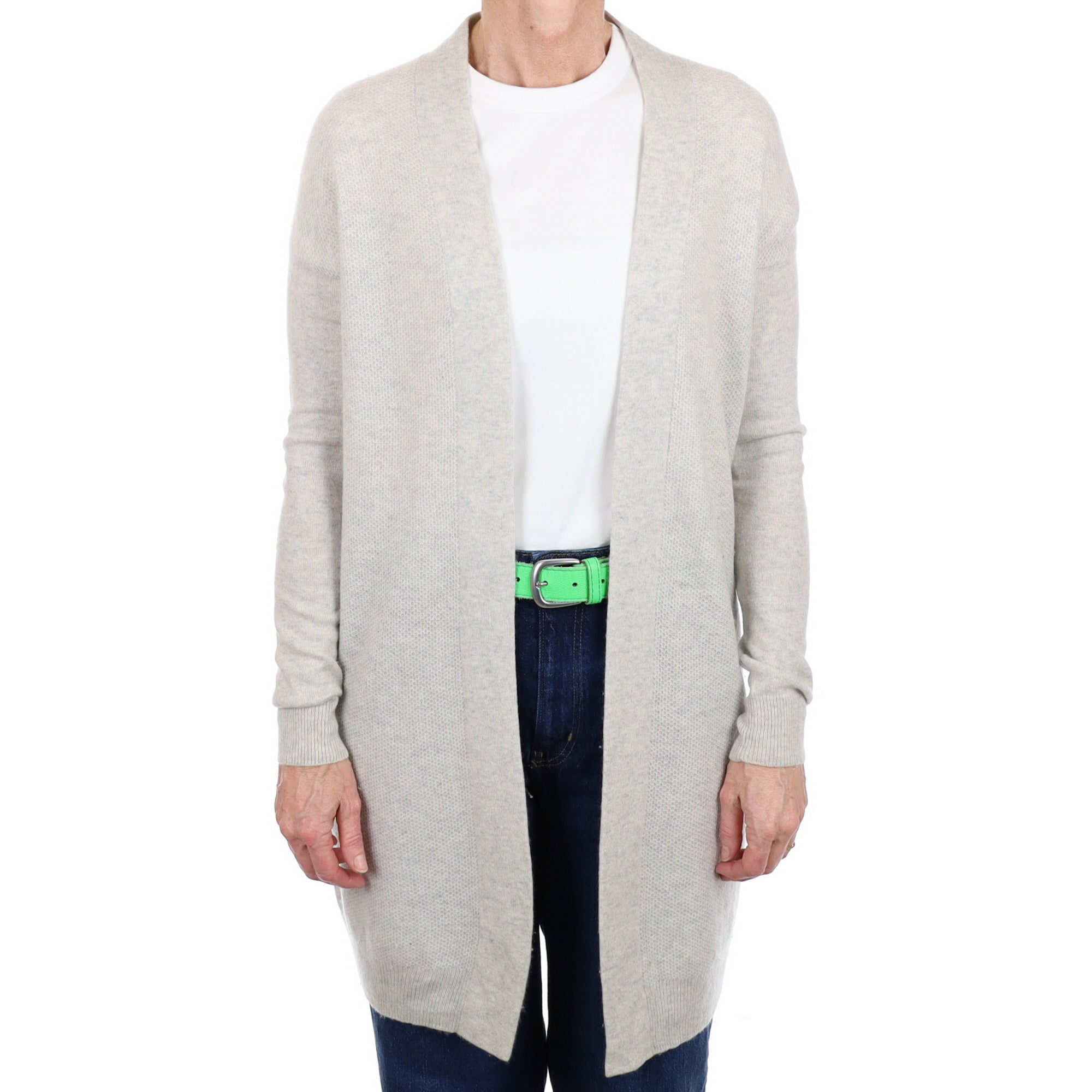 White Company Mist Grey Cashmere Edge To Edge Cardigan Small