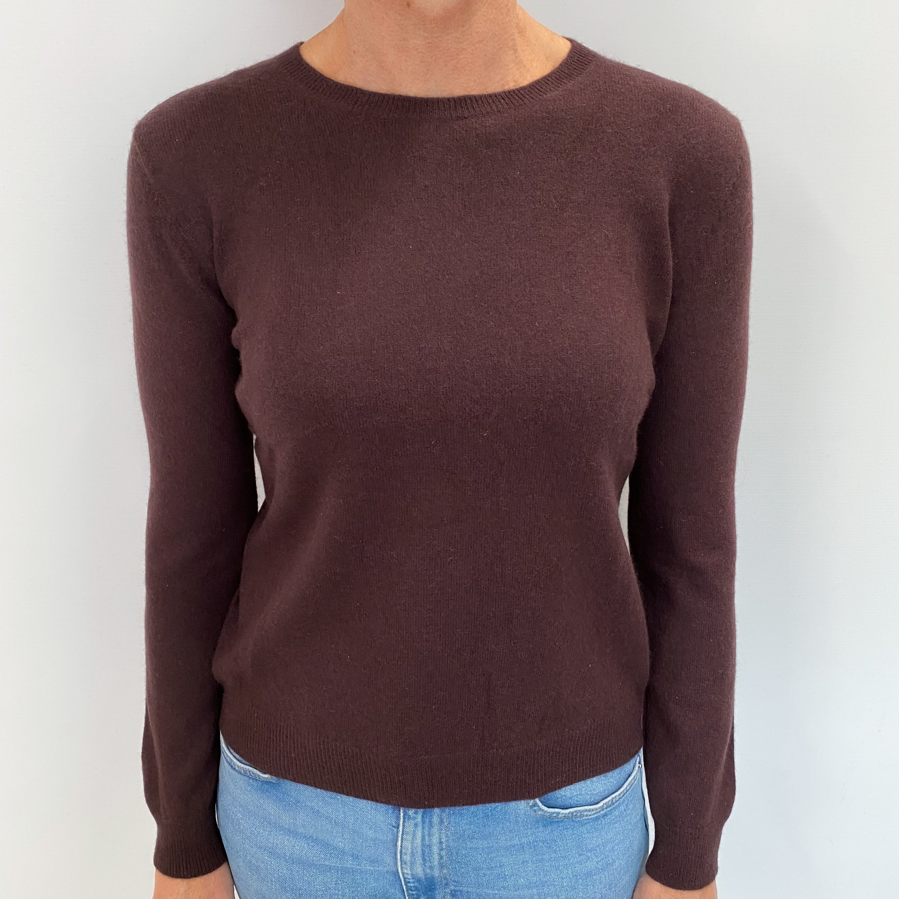 Dark Brown Cashmere Crew Neck Jumper Small