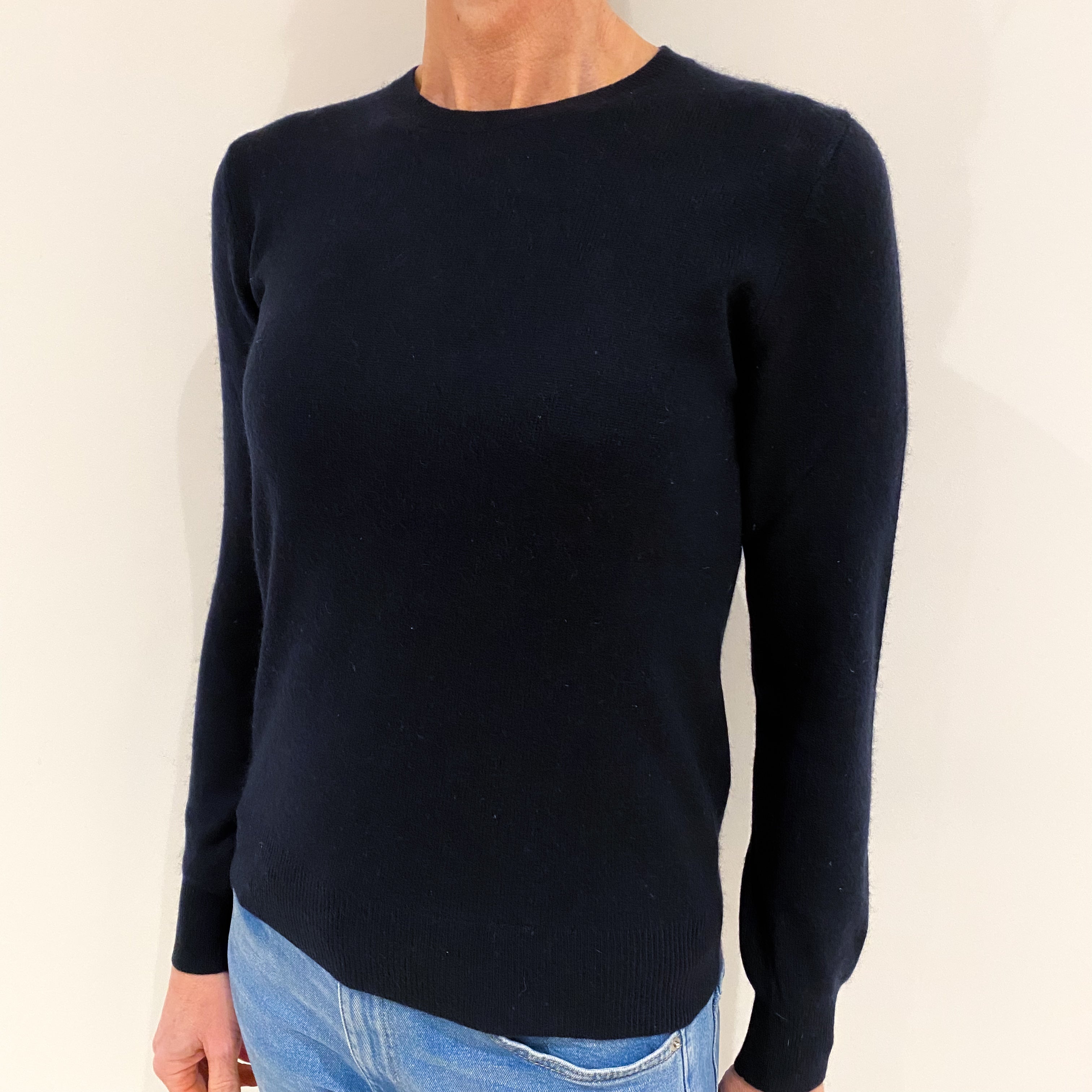 Midnight Blue Cashmere Crew Neck Jumper Small
