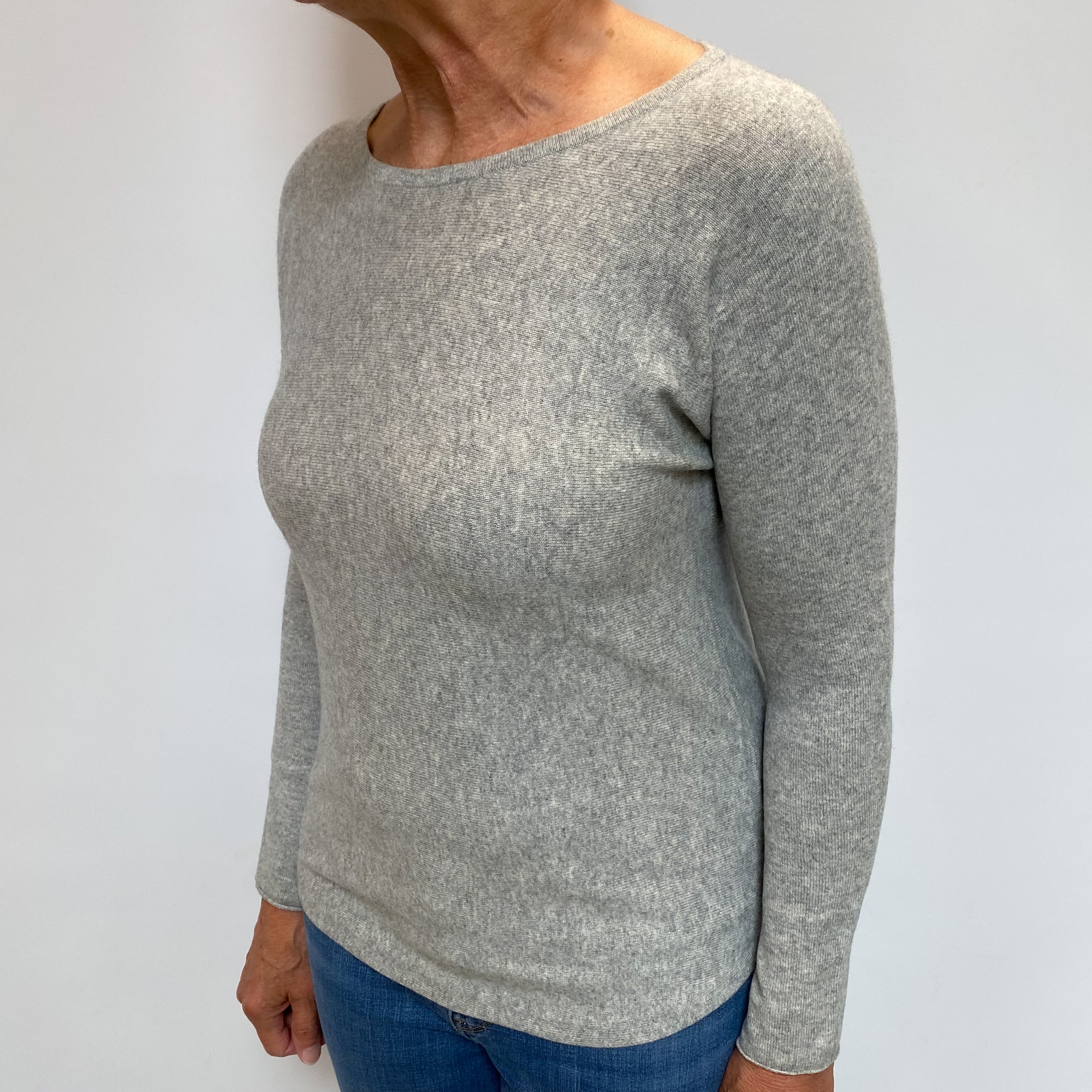 Smoke Grey Cashmere Crew Neck Jumper Medium