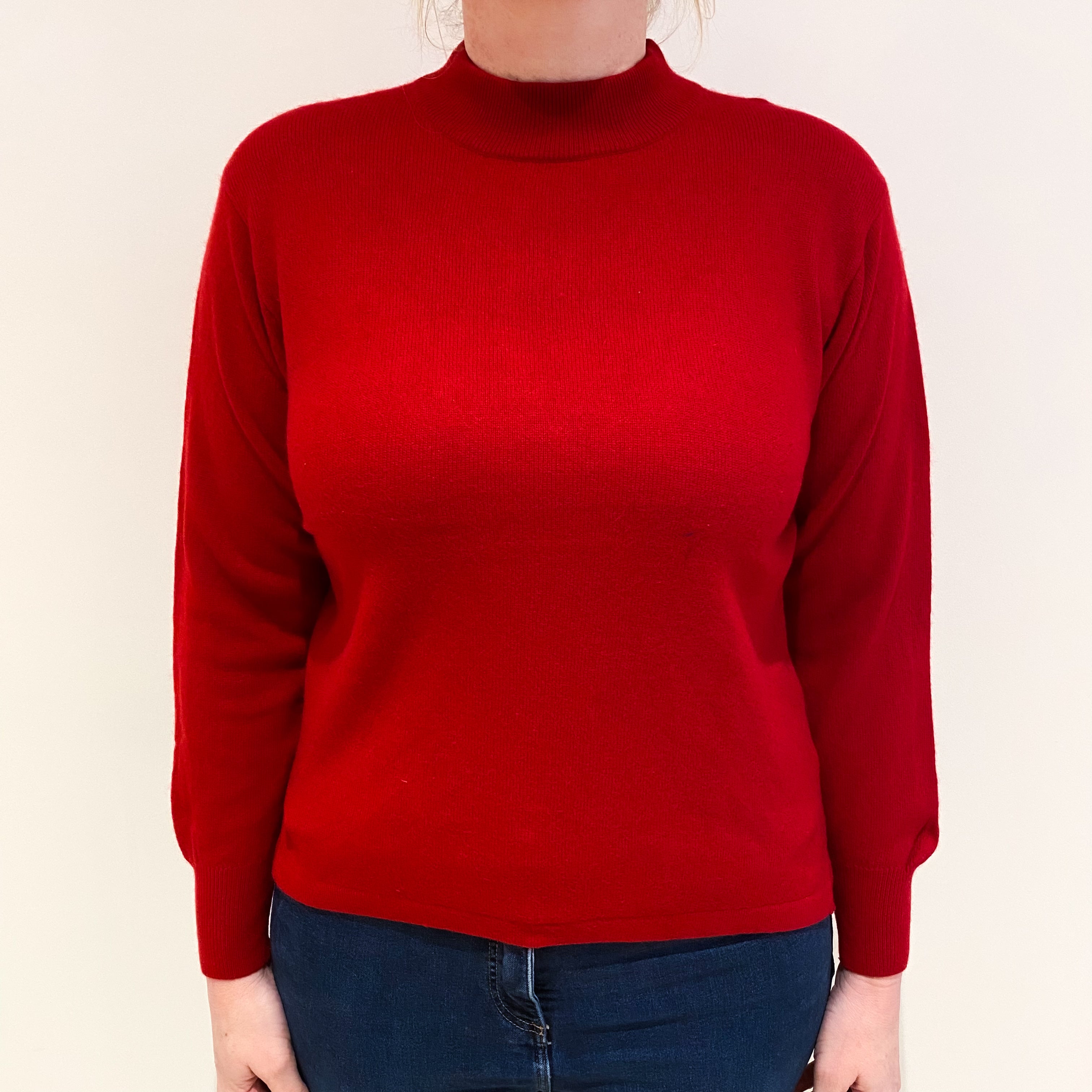 Postbox Red Cashmere Turtle Neck Jumper Large