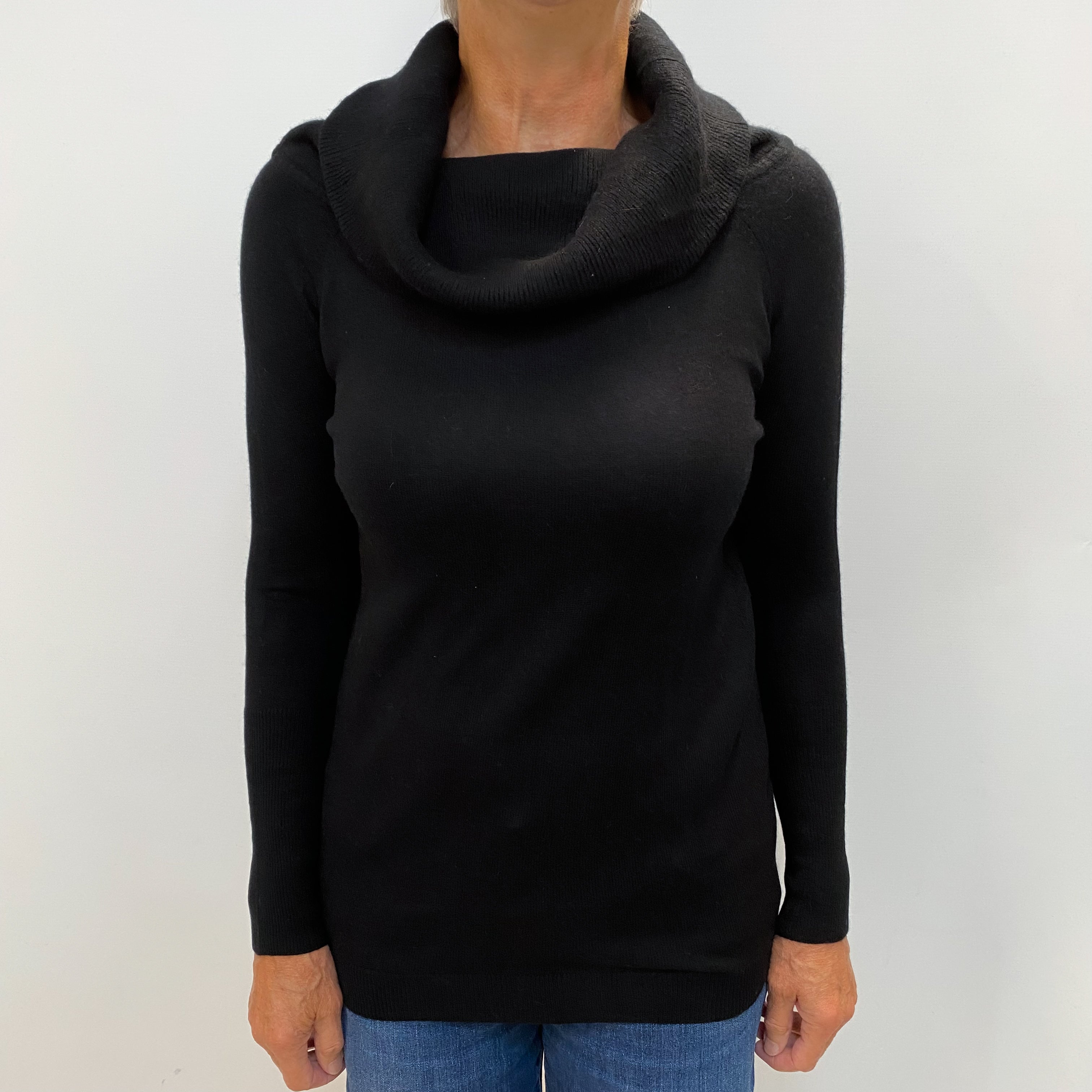 Black Cashmere Cowl Neck Jumper Medium