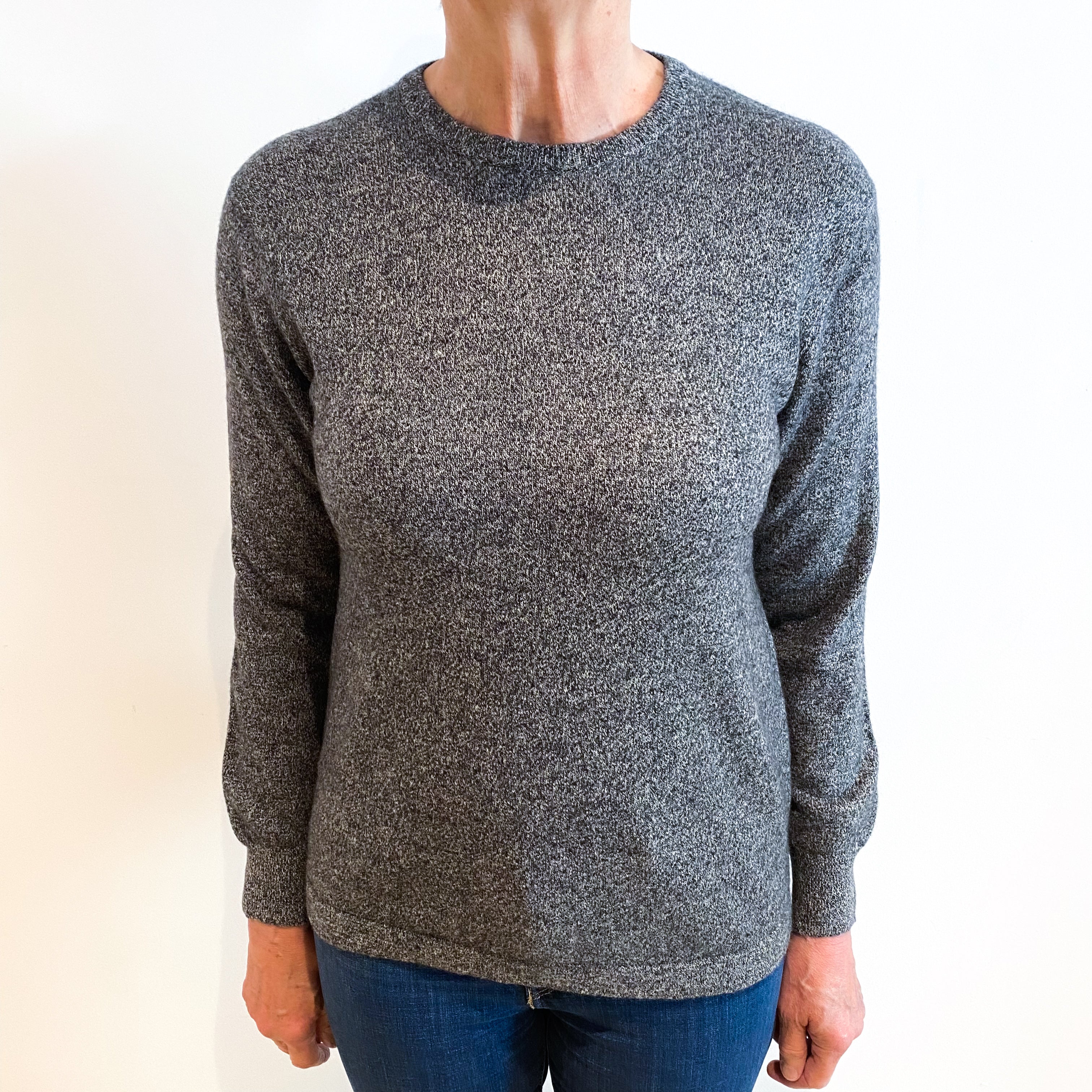 Ash Grey Marl Cashmere Crew Neck Jumper Medium