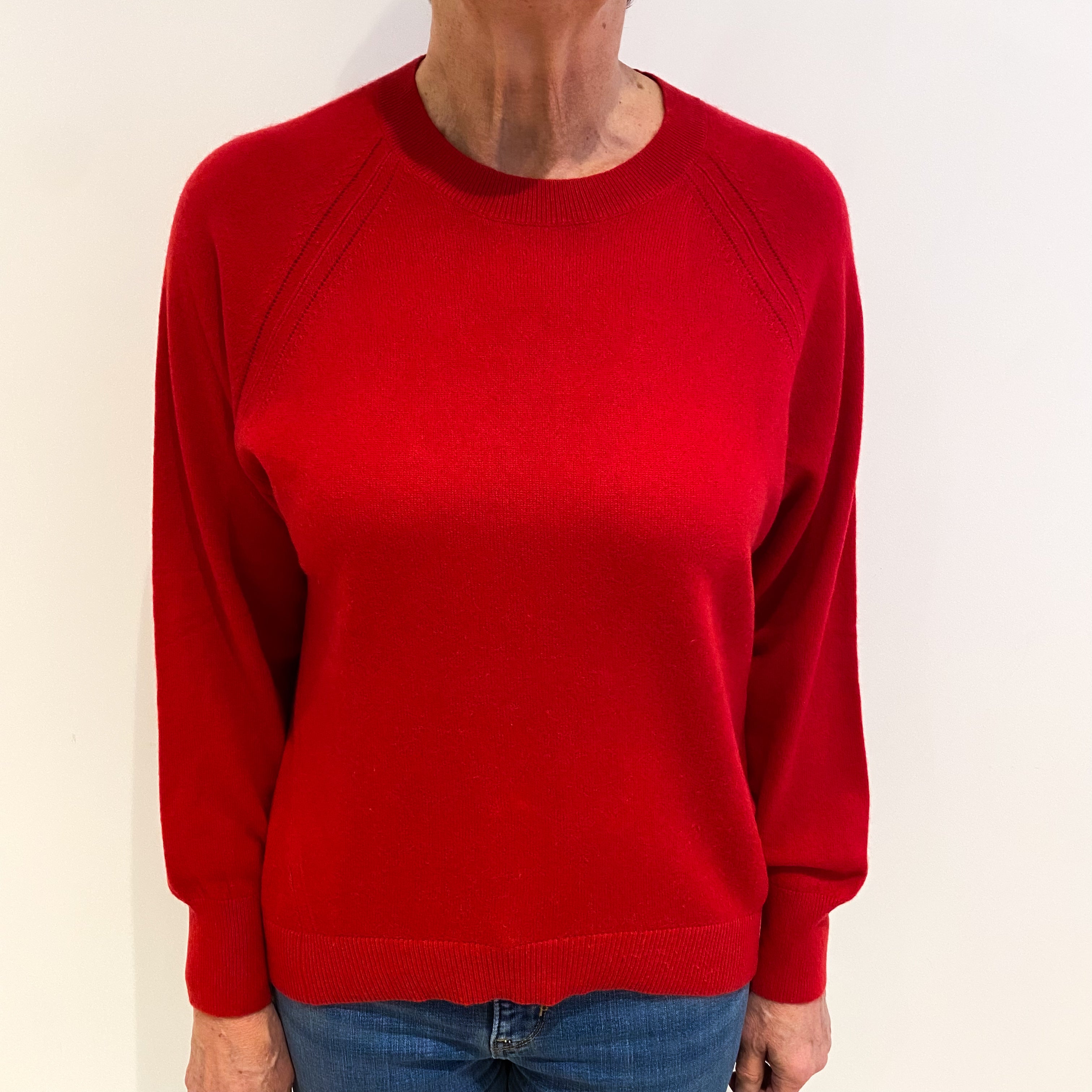 Scarlet Red Cashmere Crew Neck Jumper Medium