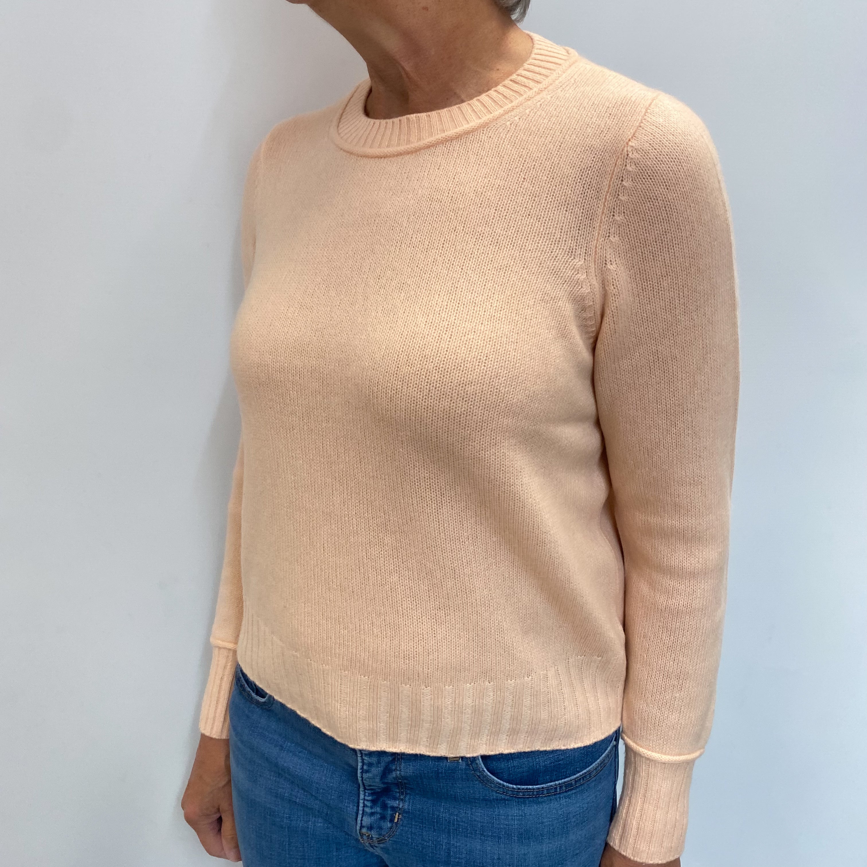 Peach Orange Cashmere Crew Neck Jumper Medium