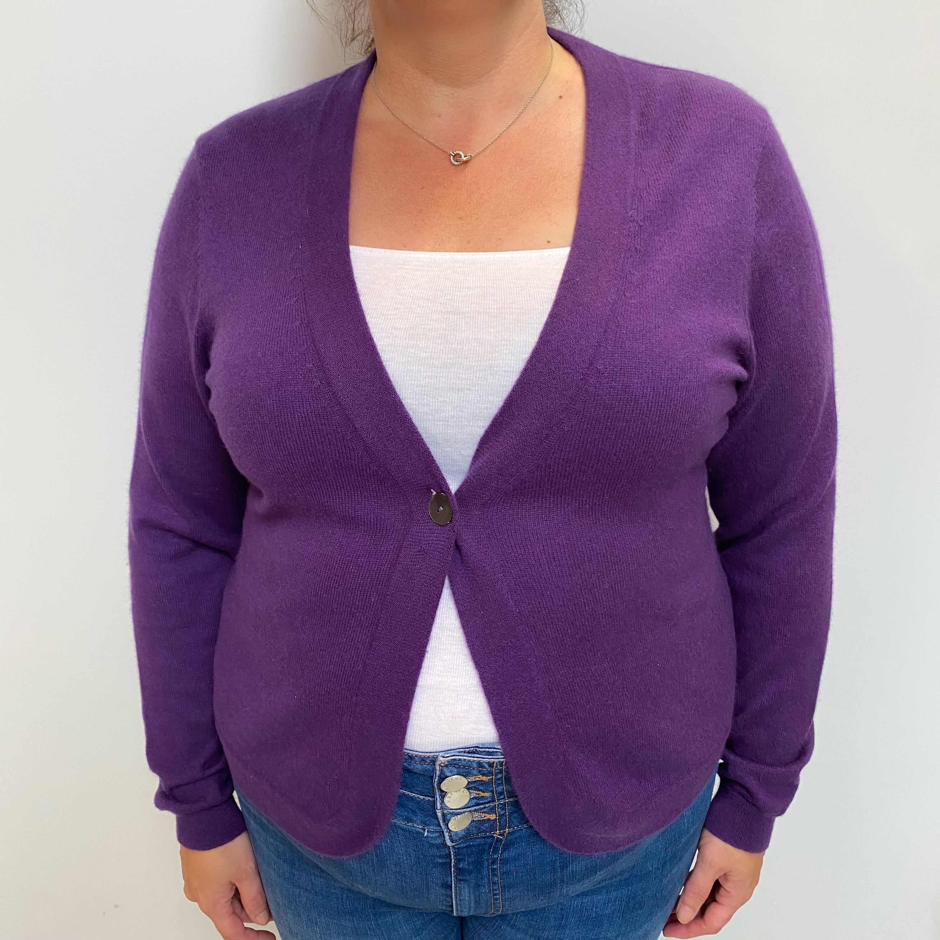 Iris Purple Cashmere V-Neck Cardigan Extra Large