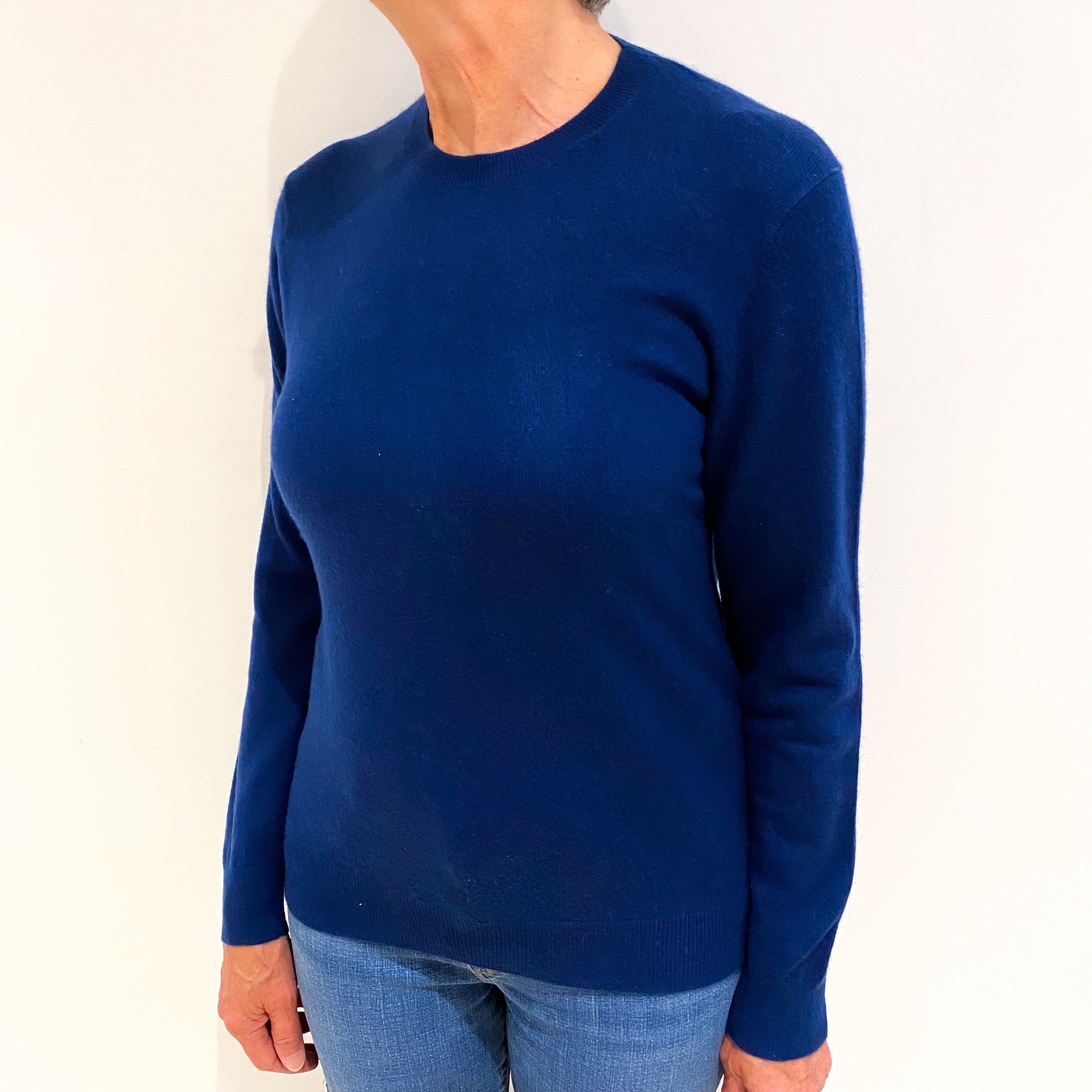 French Navy Cashmere Crew Neck Jumper Medium