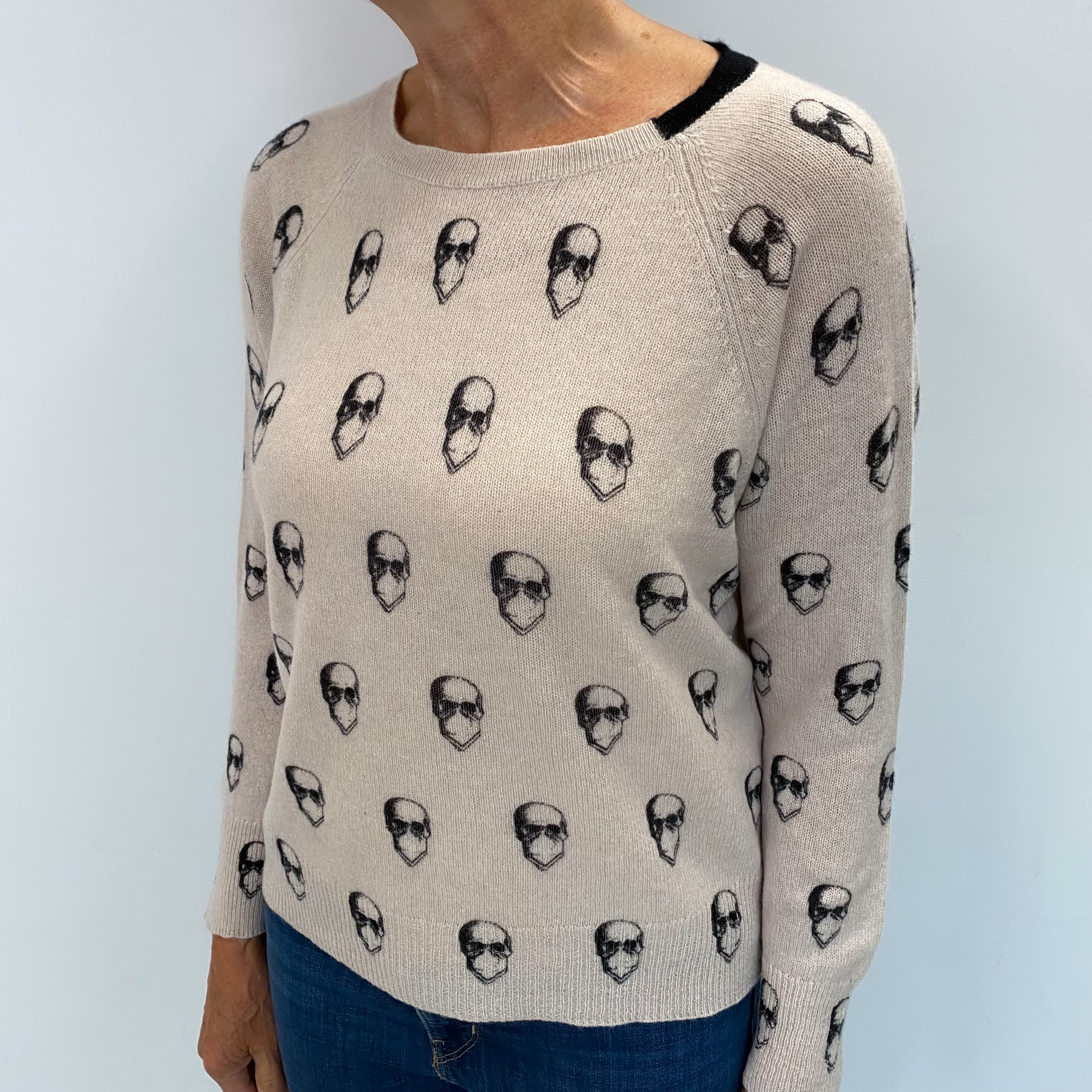 Skull Cashmere Oatmeal Beige Cashmere Crew Neck Jumper Medium