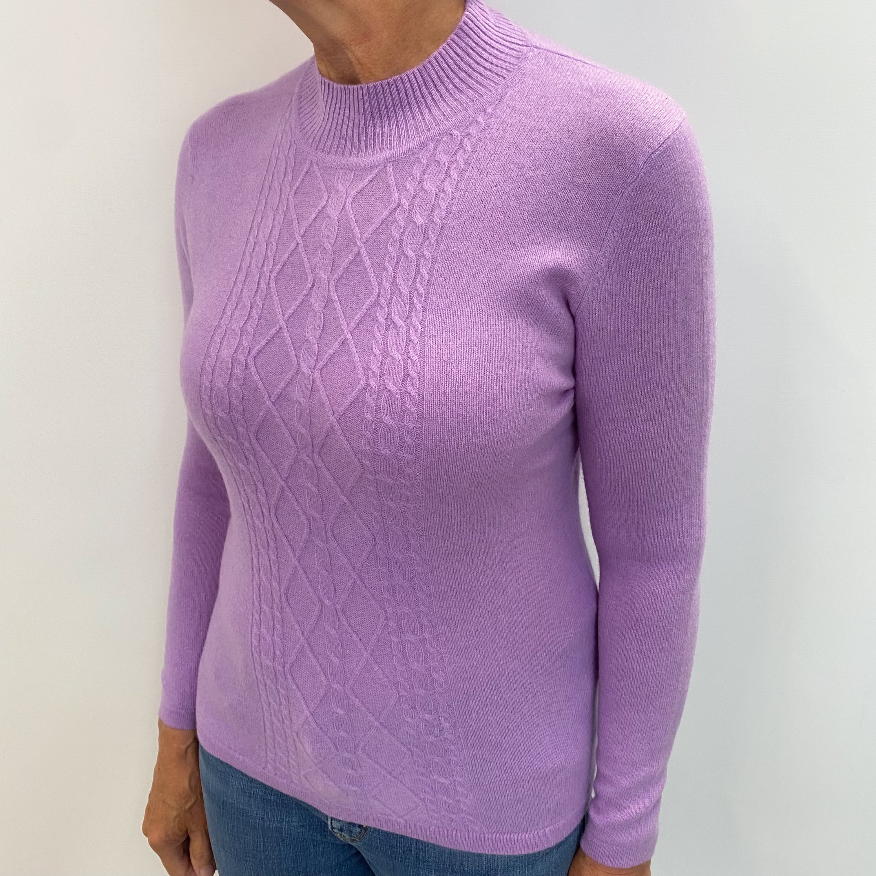 Lavender Purple Cashmere Turtle Neck Jumper Medium