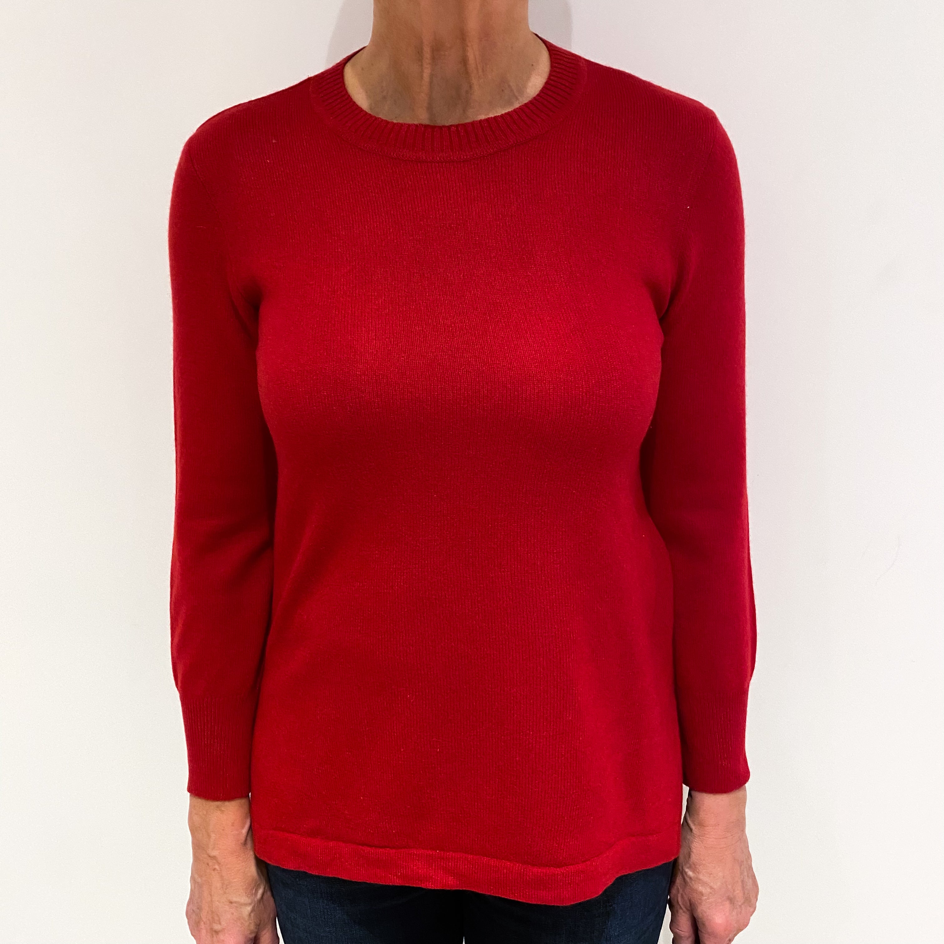 Crimson Red Cashmere Crew Neck Jumper Medium