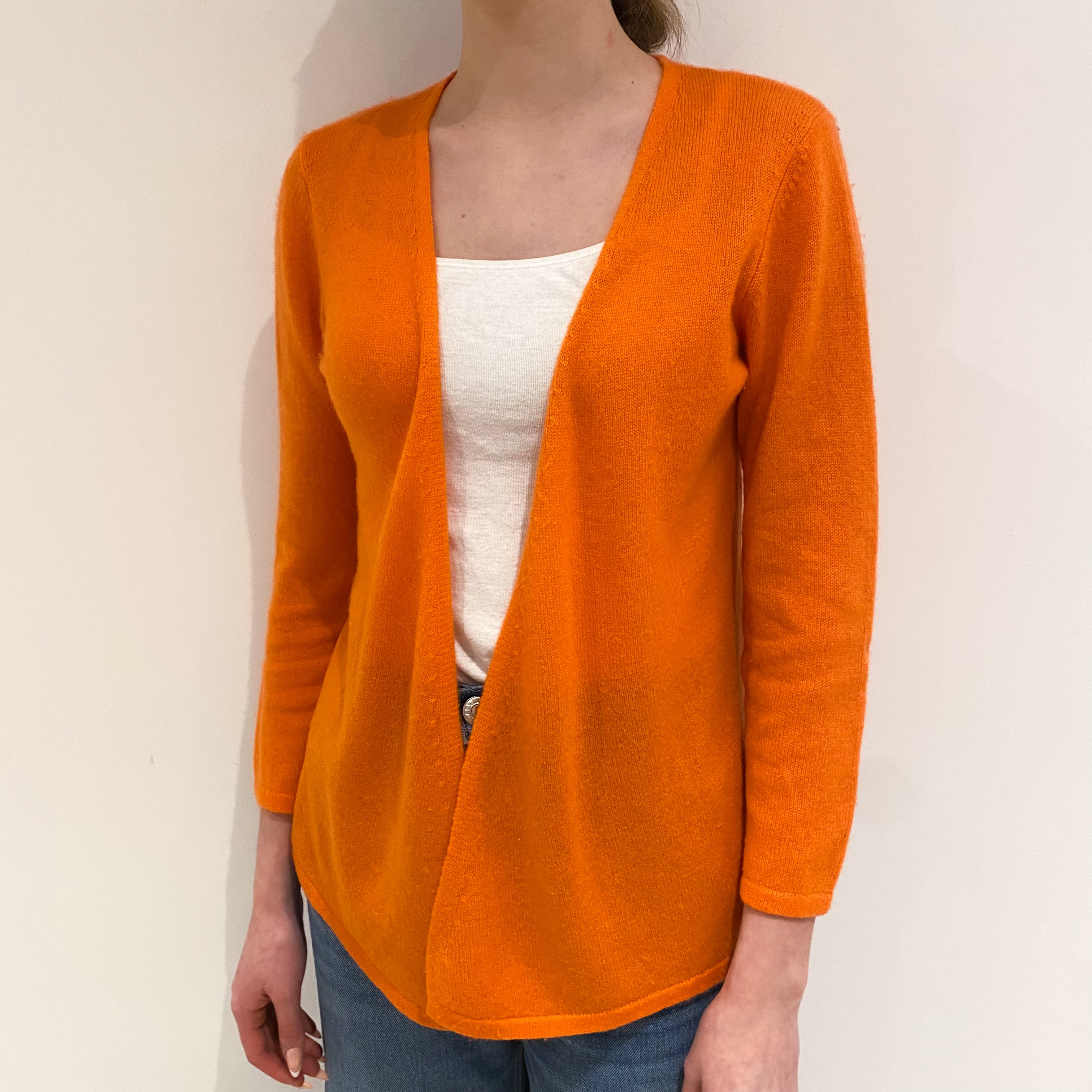 Crab Orange Cashmere Edge to Edge Cardigan Extra Small