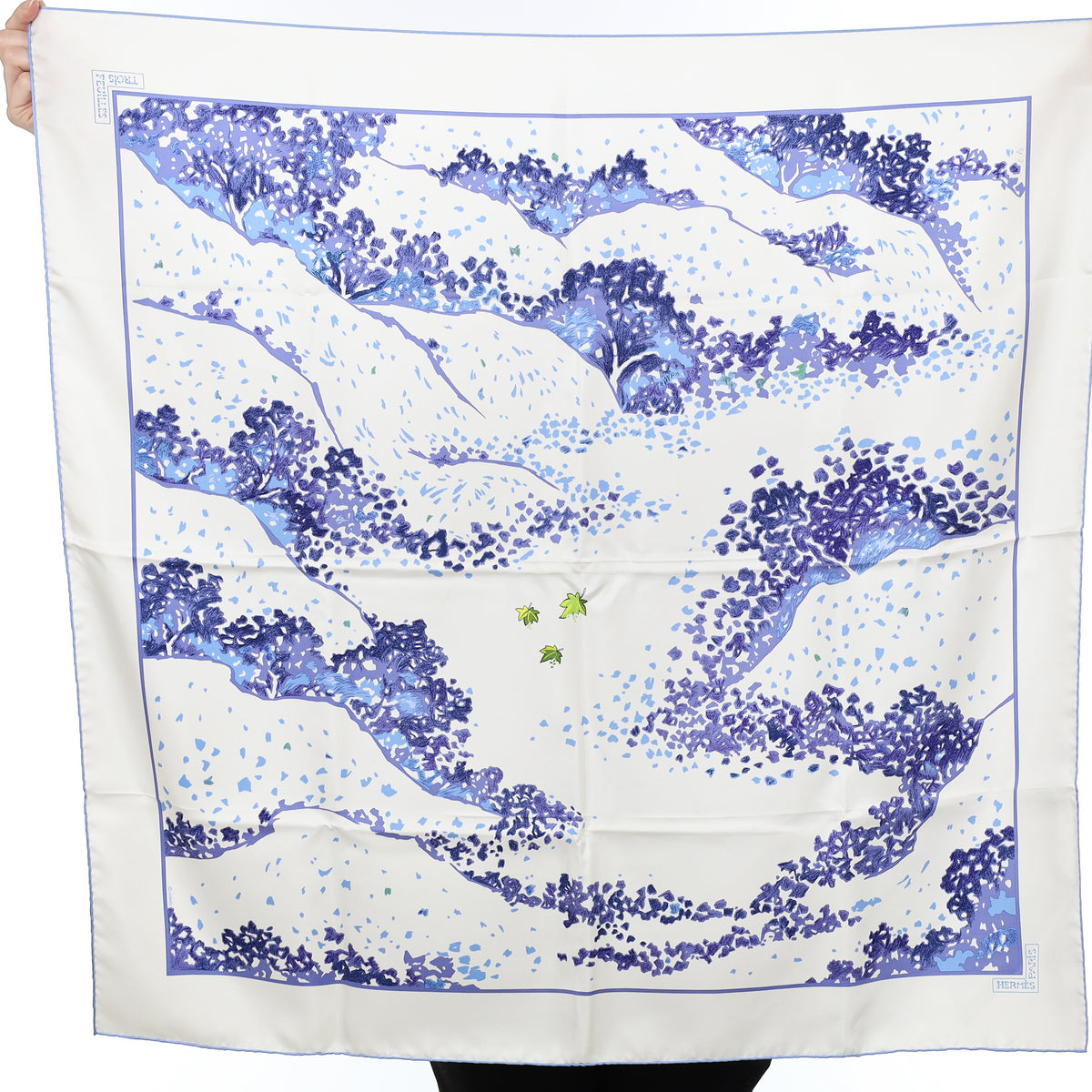 Brand New Boxed Hermès Trois Feuilles Silk Scarf