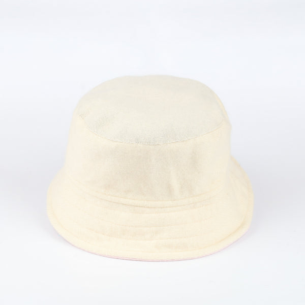 Vanilla Cream and Pale Pink  Reversible Cashmere Bucket Hat Small