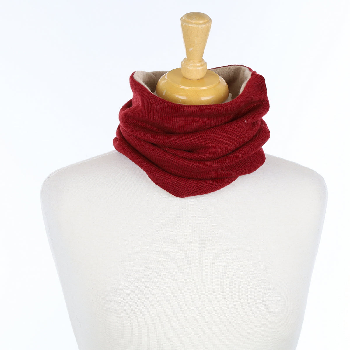 Maroon Red and Fawn Luxury Double Layered Snood