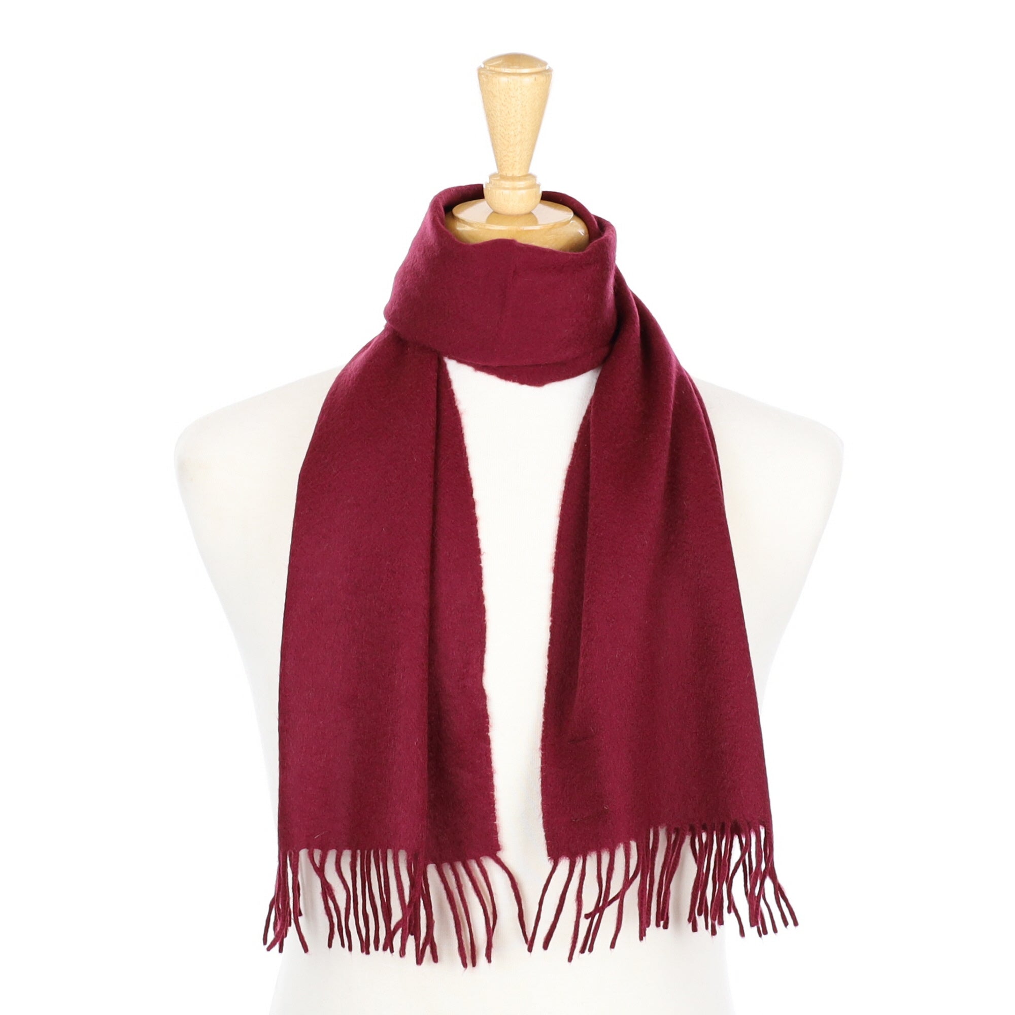 Burgundy Cashmere Fringed Woven Scarf