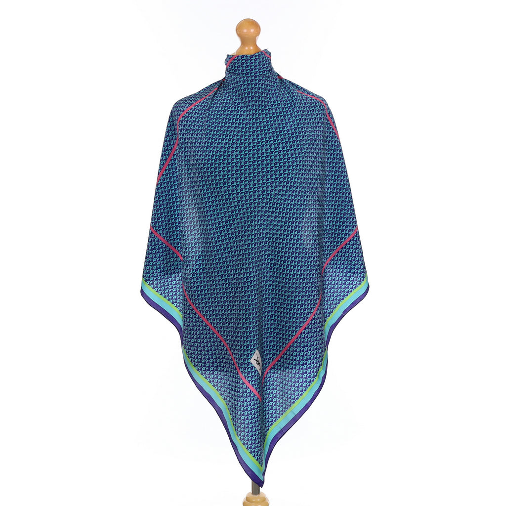 1970’s Yves Saint Laurent Purple & Green Vintage Silk Scarf