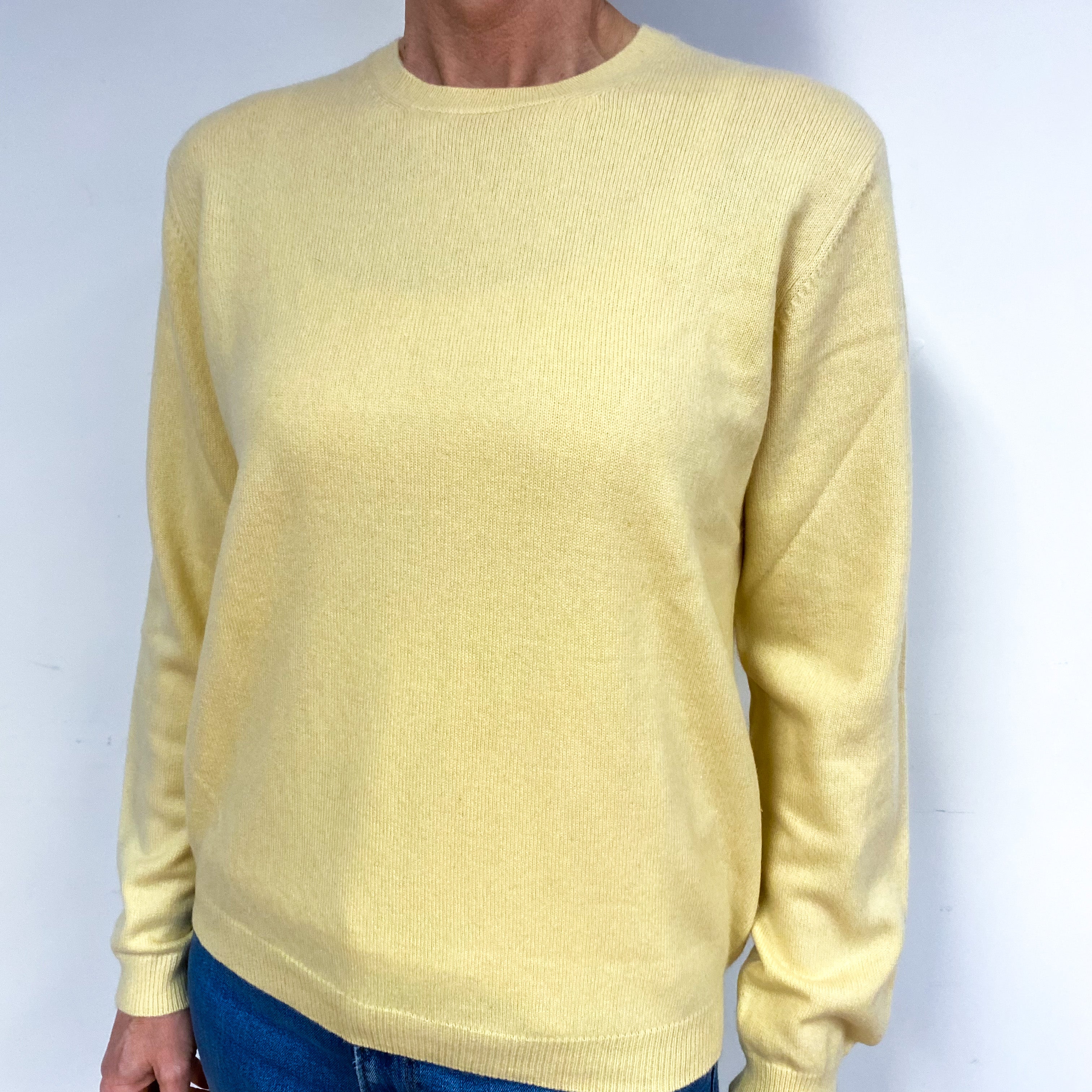 Lemon Yellow Cashmere Crew Neck Jumper Medium