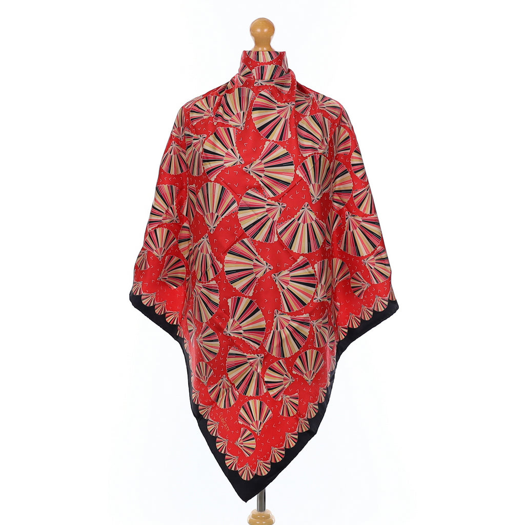 Brand New Boxed Liberty Red Fan Silk Scarf