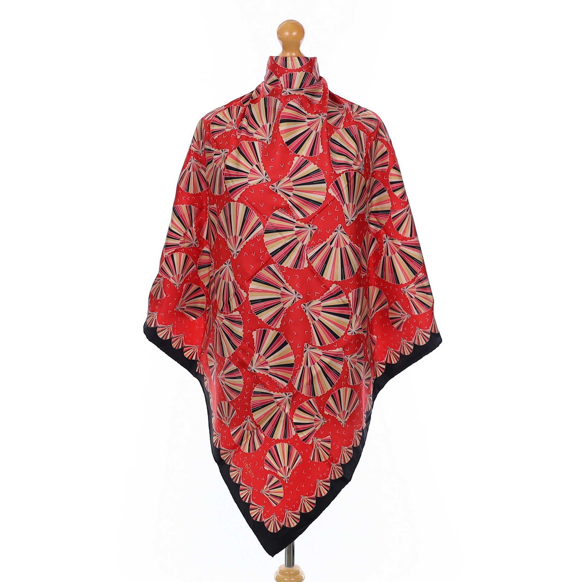 Brand New Boxed Liberty Red Fan Silk Scarf