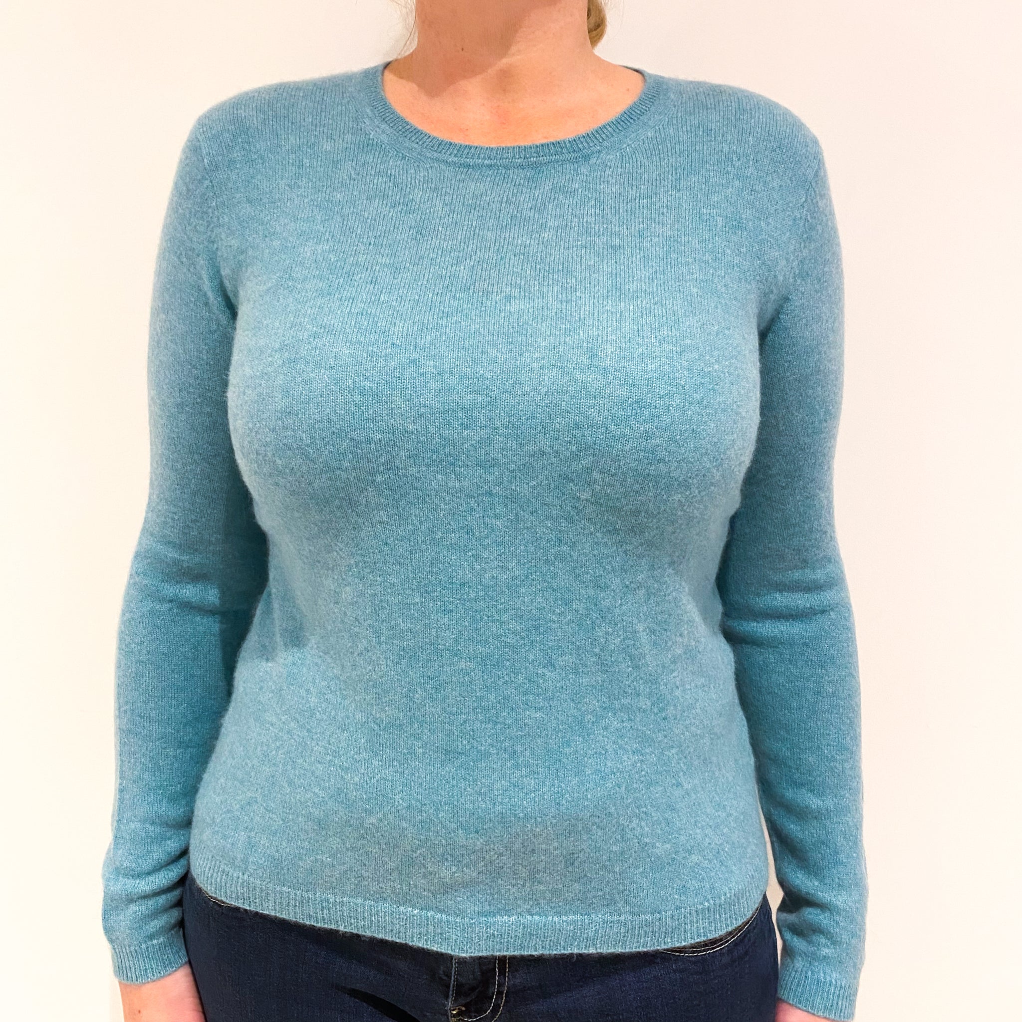 Sea Green Cashmere Crew Neck Jumper Large