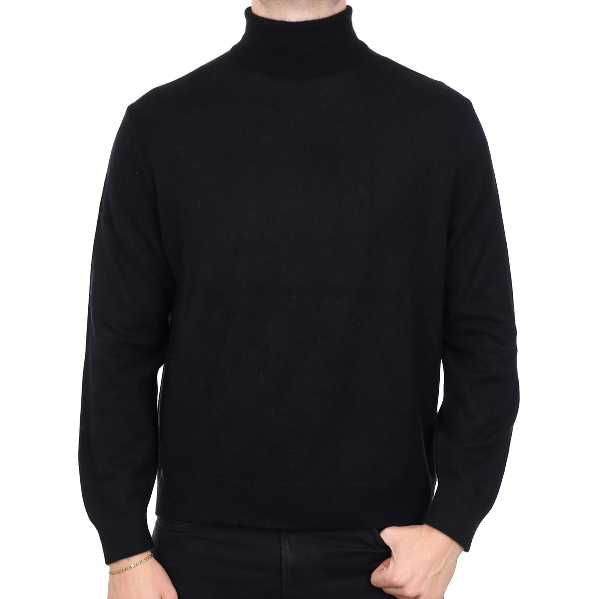 Men’s Theory Black Cashmere Polo Neck Jumper XXL