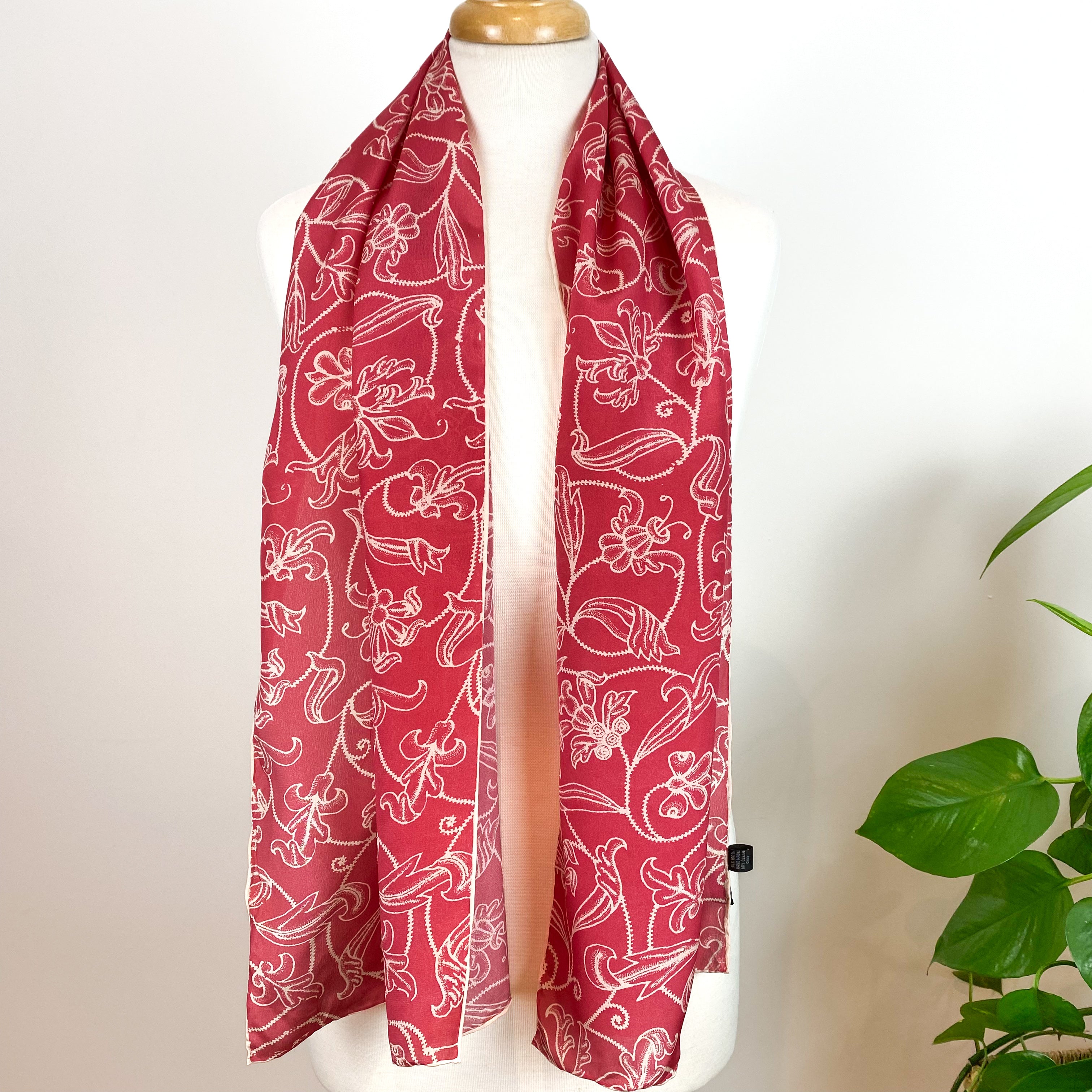 Pretty Terracotta Floral Silk Scarf