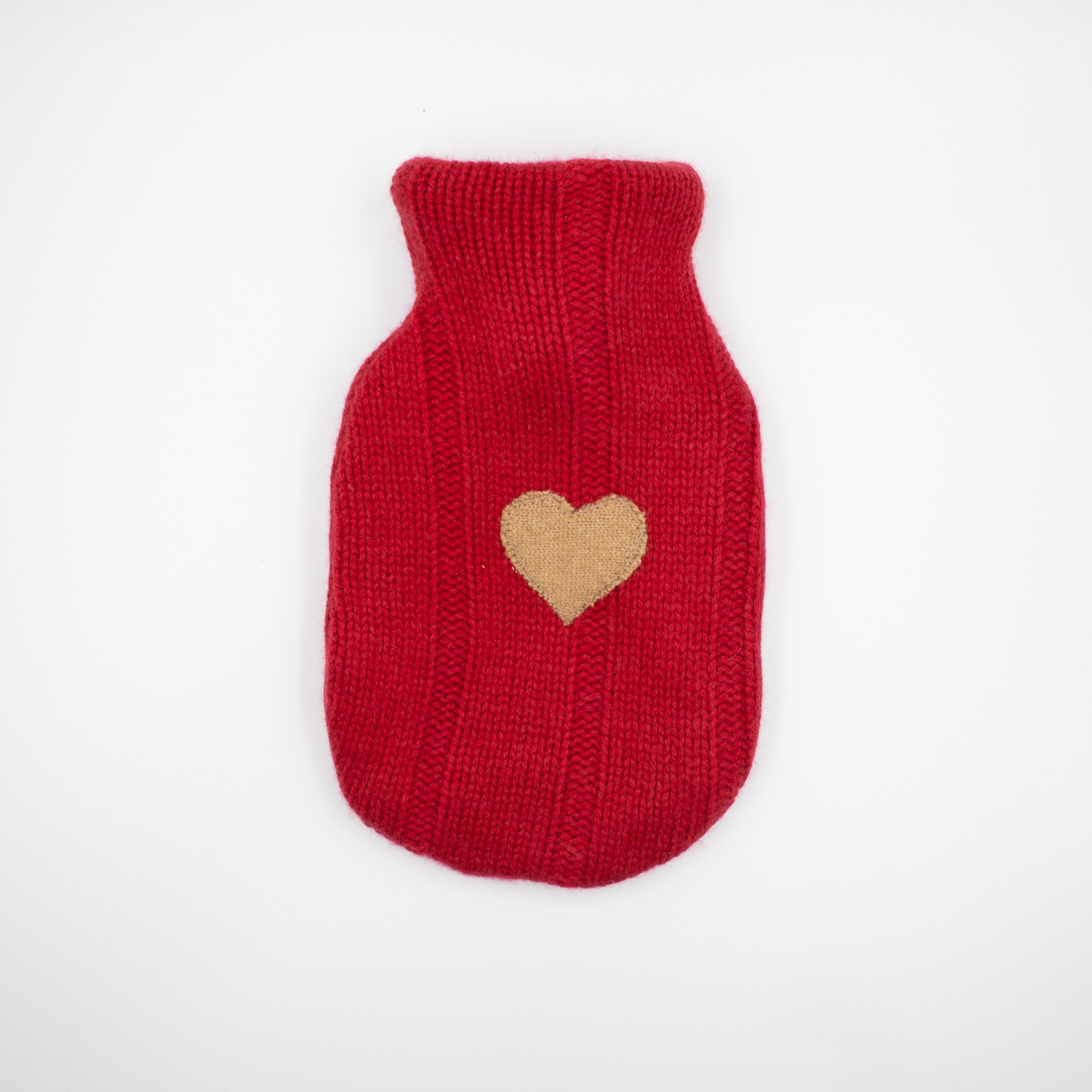 Red Chunky Knit Cashmere Small Hot Water Bottle