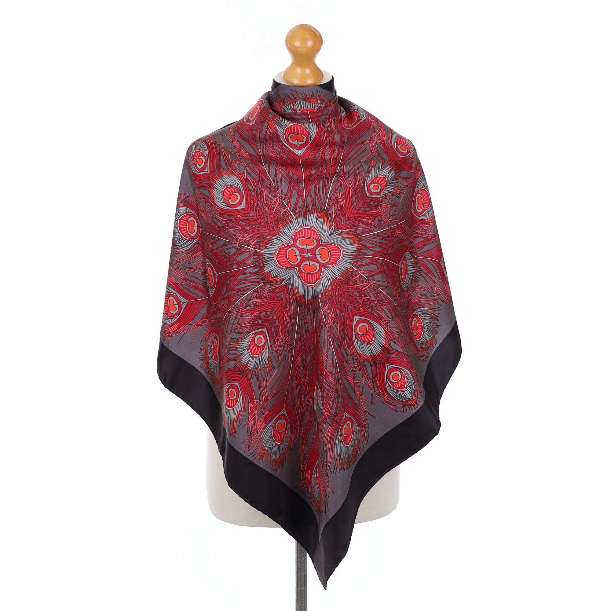 Peacock Feather Design Silk Scarf
