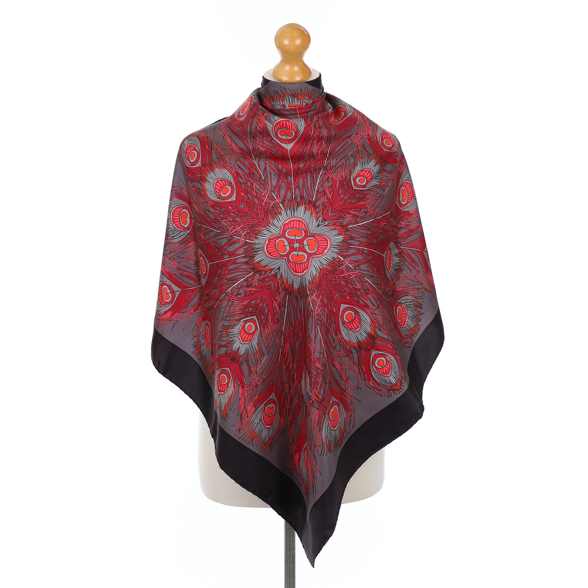 Peacock Feather Design Silk Scarf