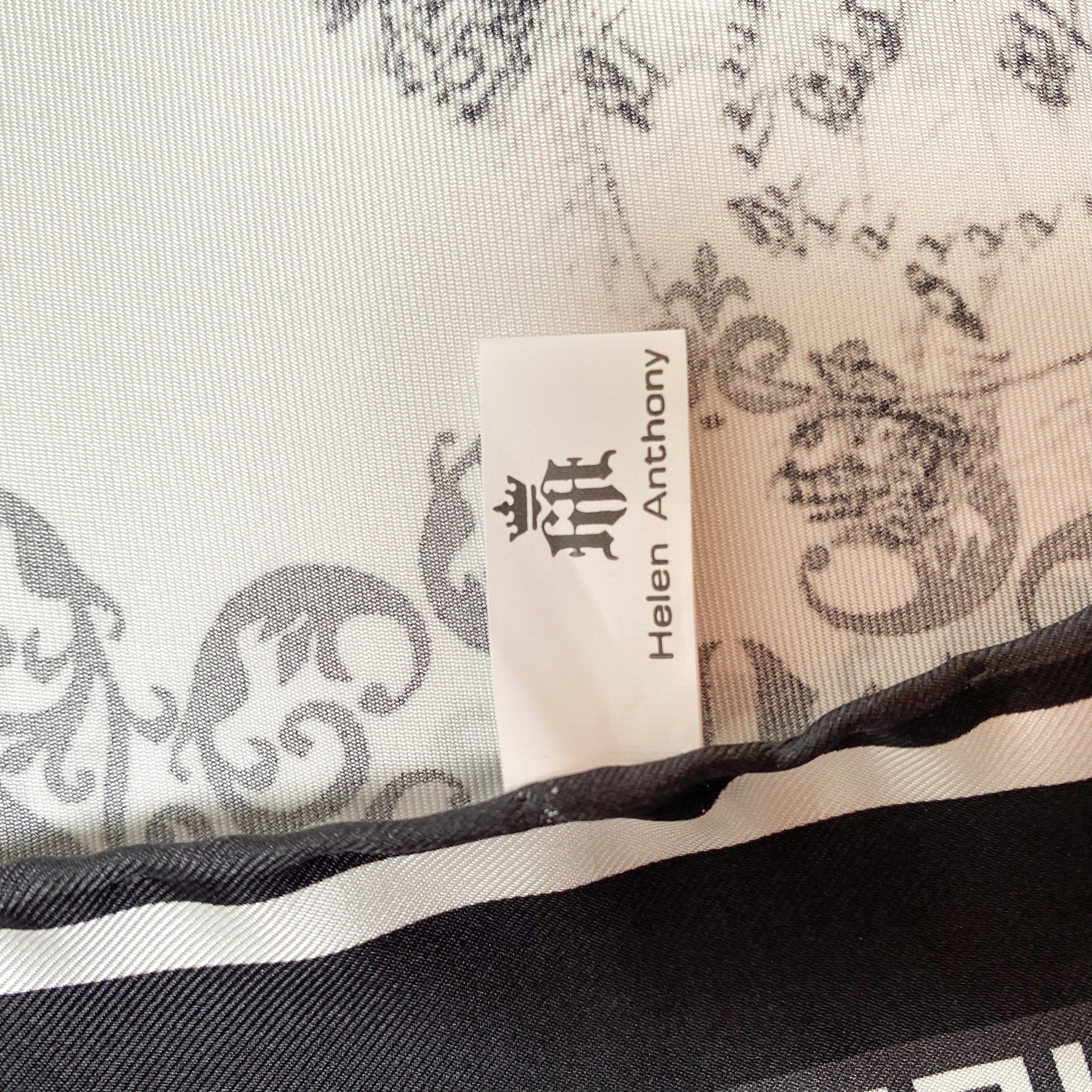 Brand New Helen Anthony Monochrome London Silk Scarf