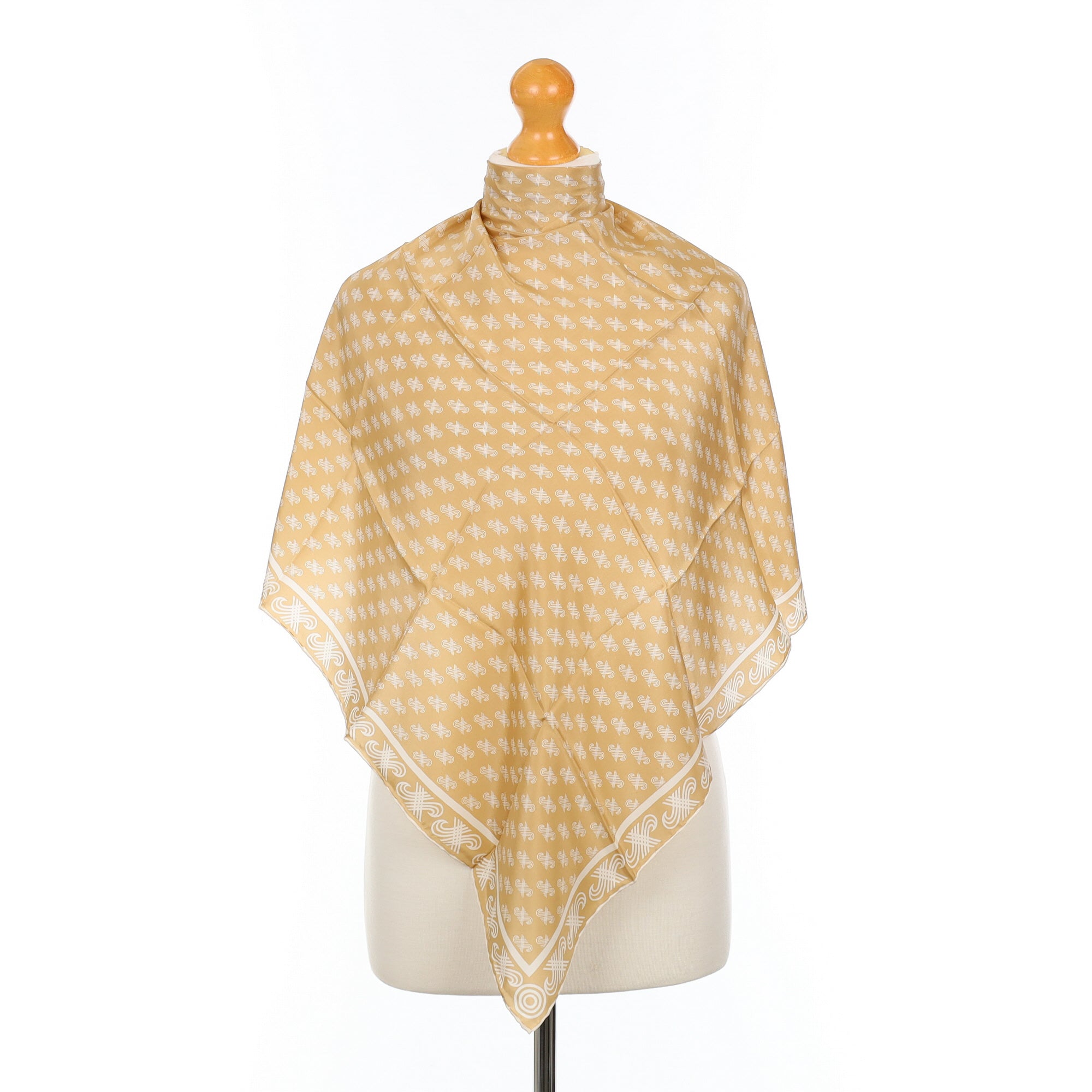 Jaeger Logo Pattern Camel Silk Scarf