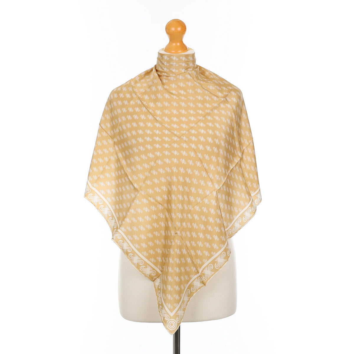 Jaeger Logo Pattern Camel Silk Scarf