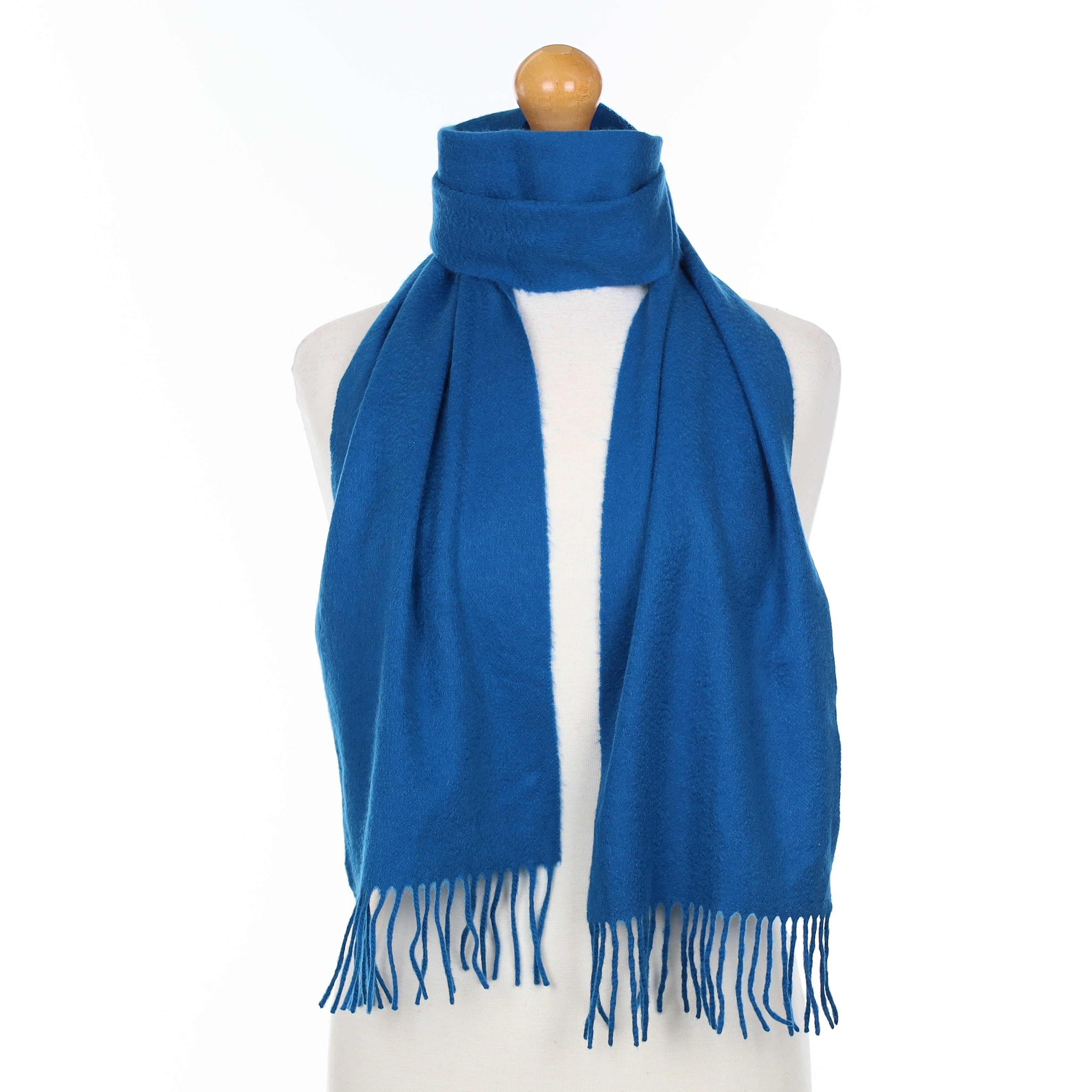 Peacock Blue Cashmere Woven Scarf