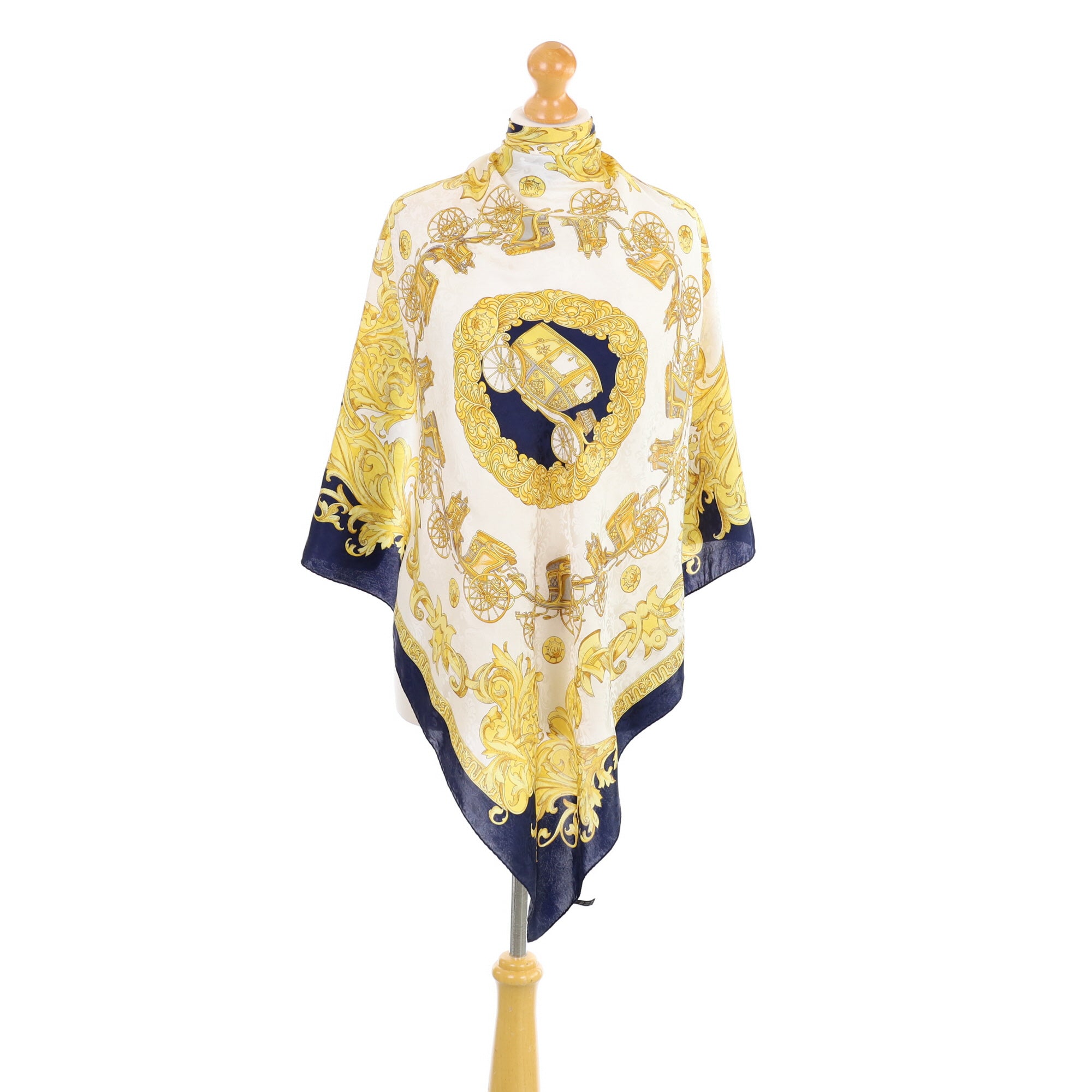 Italian Navy and Gold Silk Scarf