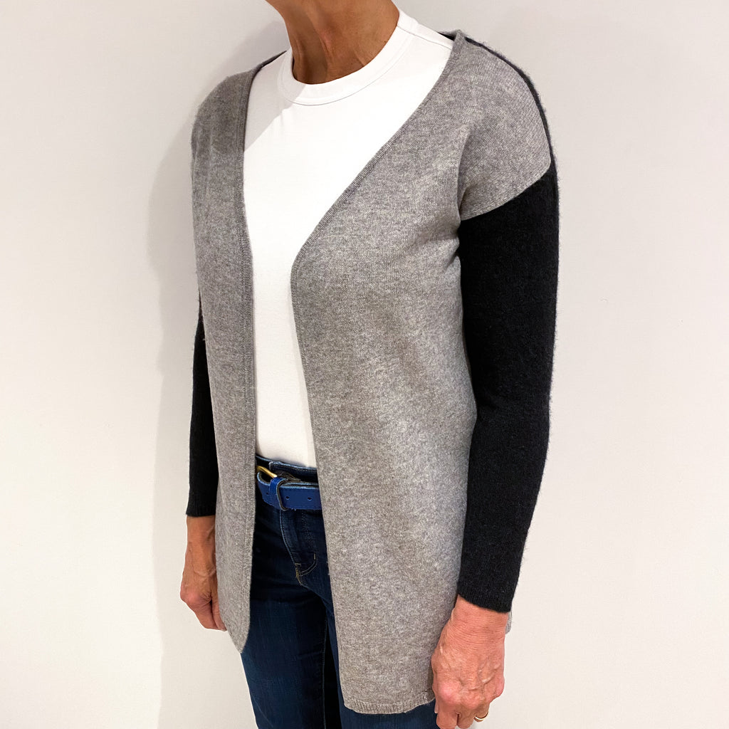 Ash and Charcoal Grey Cashmere Edge to Edge Cardigan Medium