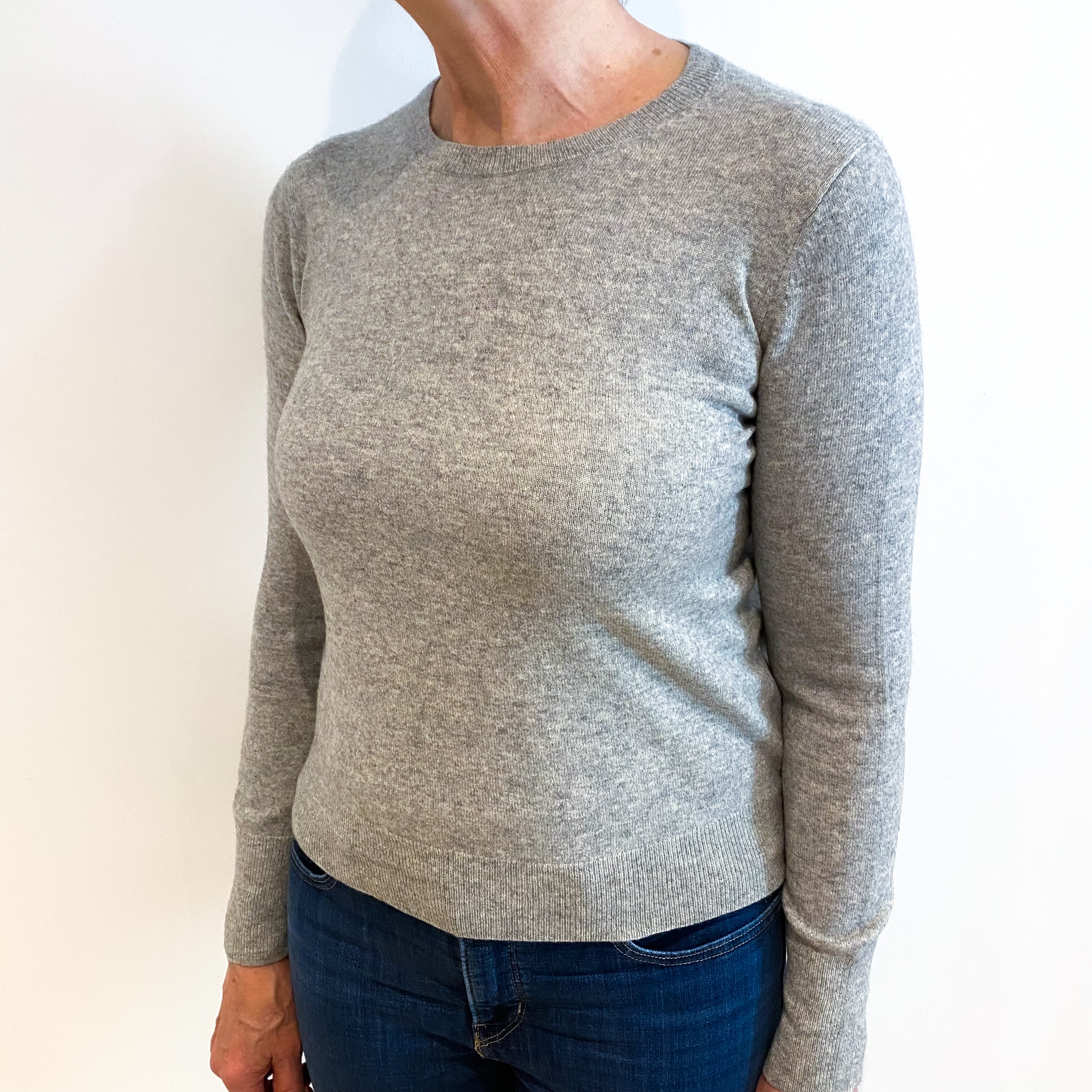 Smoke Grey Cashmere Crew Neck Jumper Medium