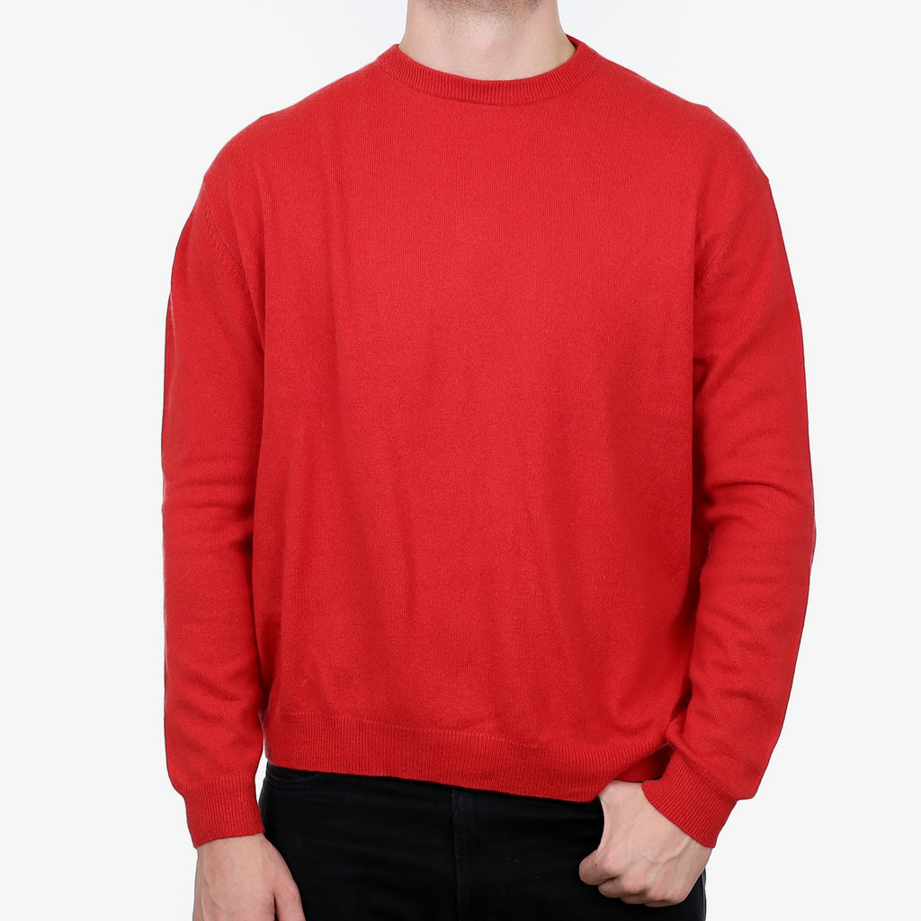 Men’s Scarlet Red Cashmere Crew Neck Jumper XXL