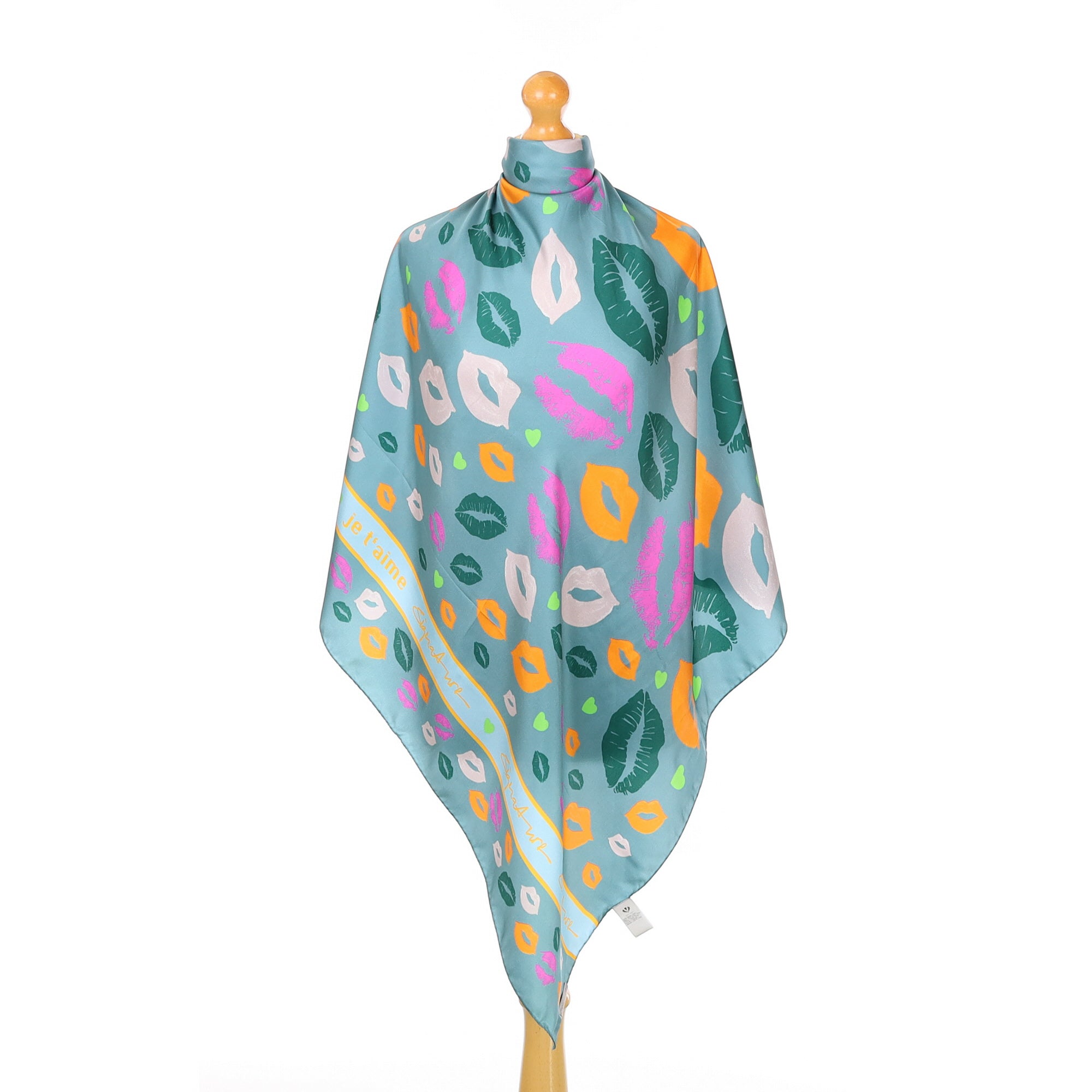 Fraas Lip Design Green Silk Scarf