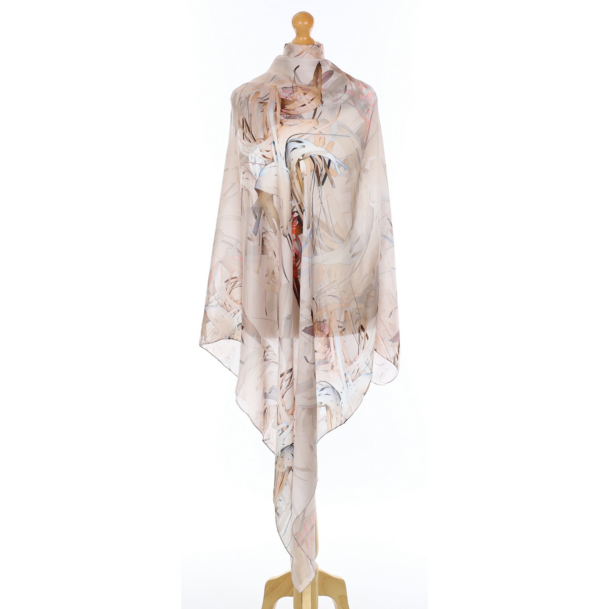 Brand New Escada Abstract Neutral Silk Scarf