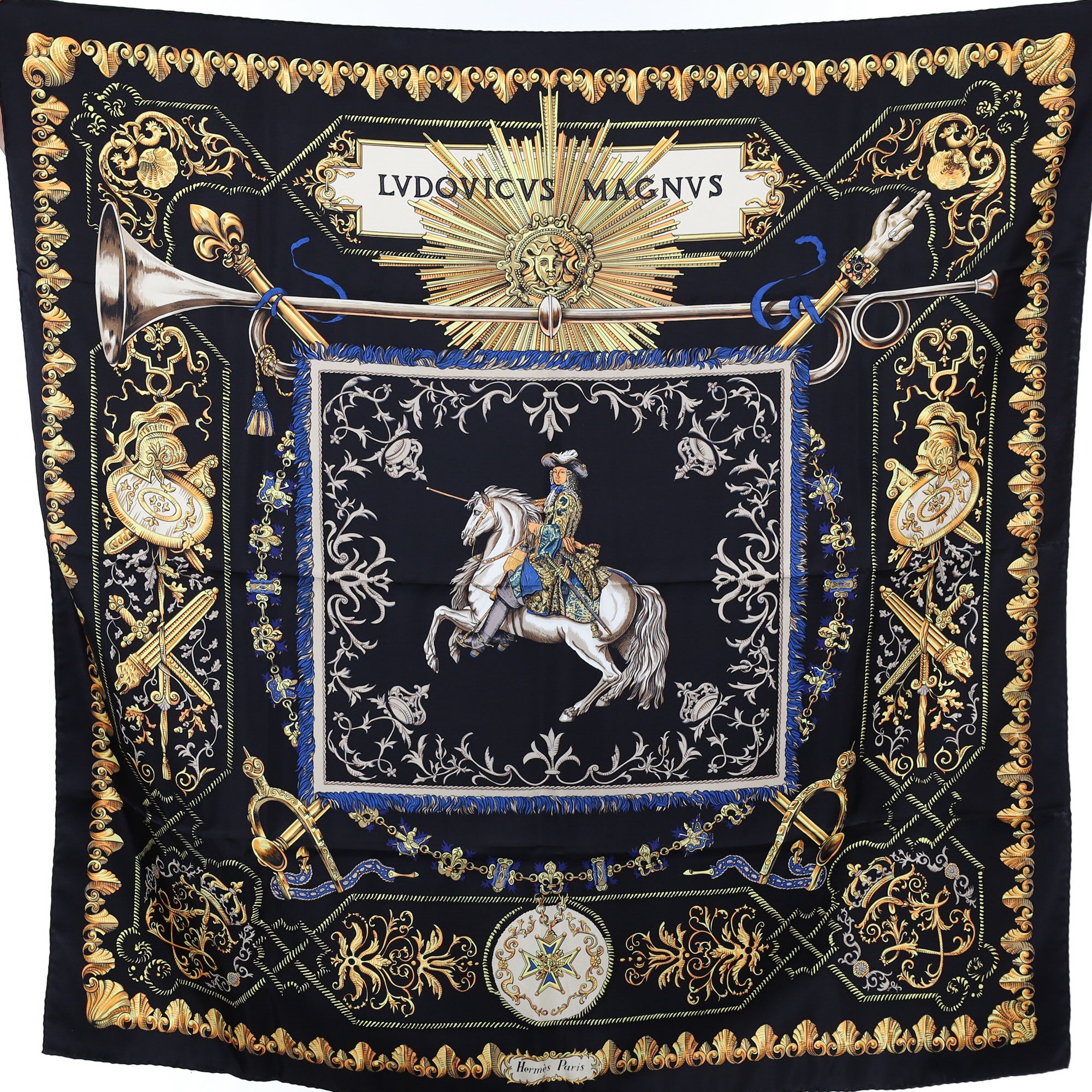 Hermès Lvdovicvs Magnvs Vintage Silk Scarf