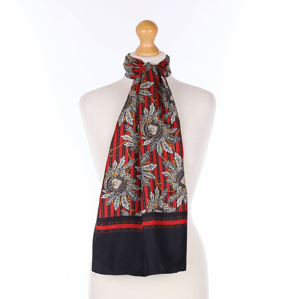 Red And Black Paisley Silk Scarf