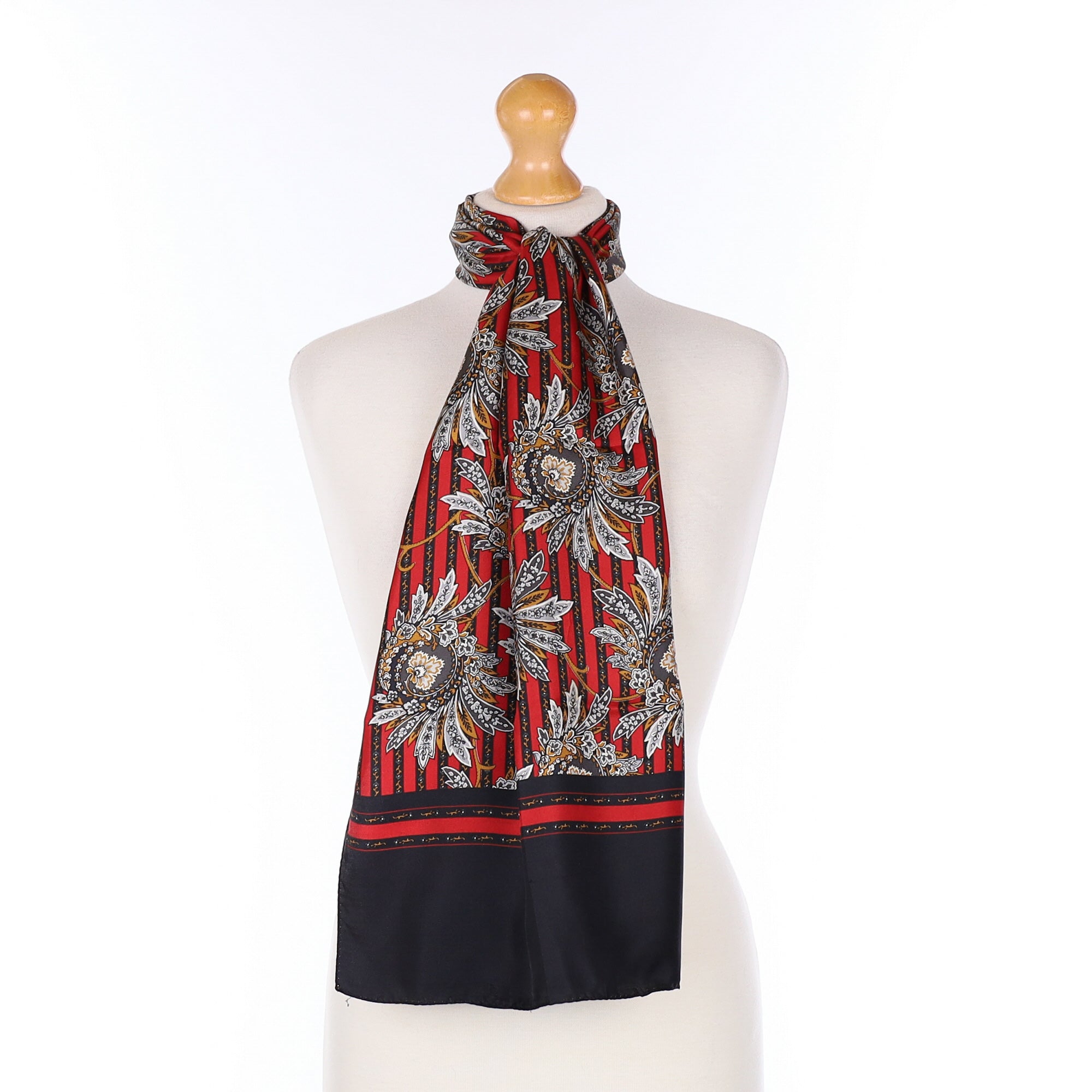 Red And Black Paisley Silk Scarf
