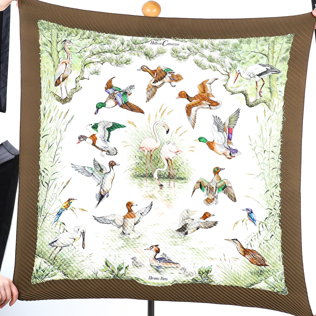 Hermès Halte en Camargue Plissé Silk Scarf