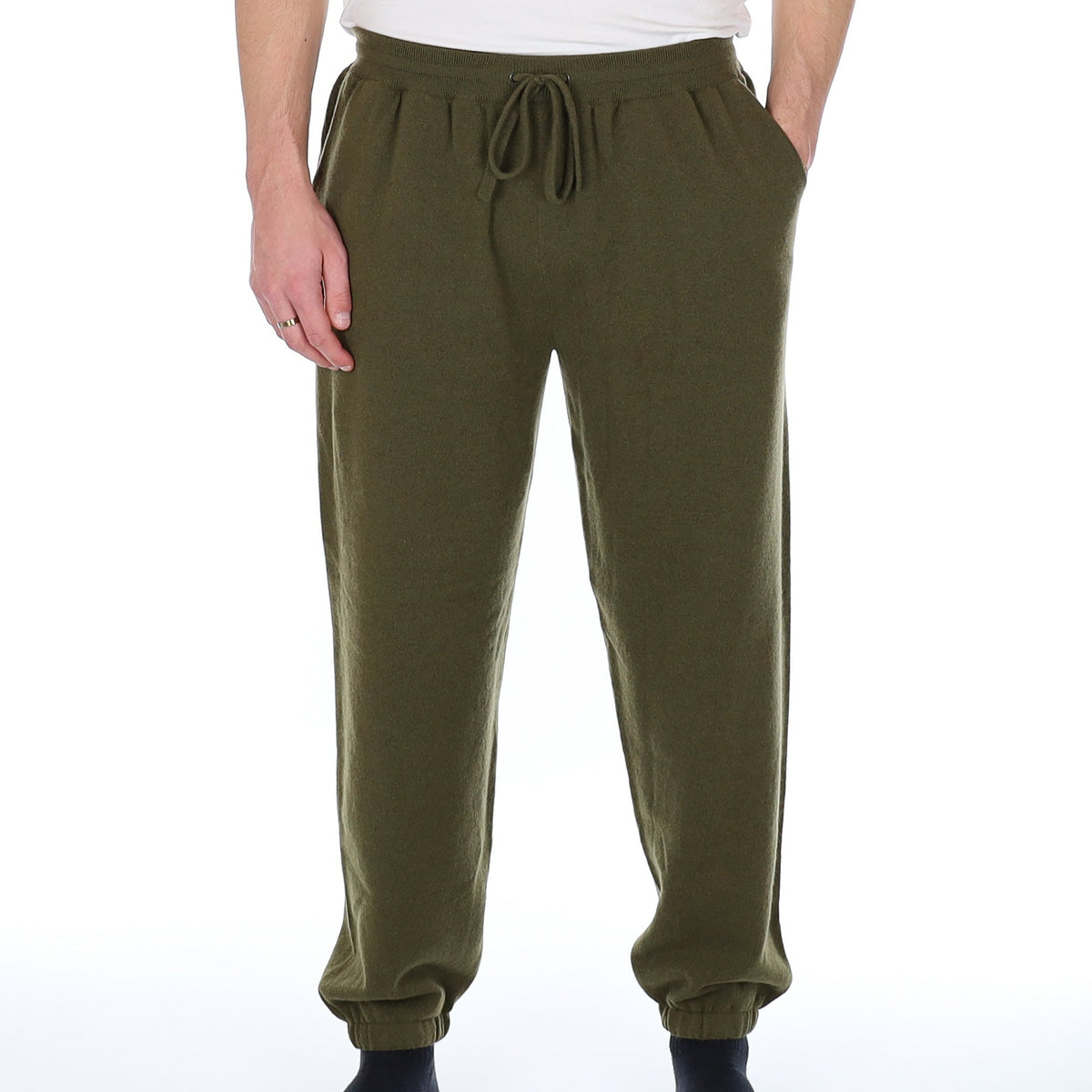 Men’s Brand New Scottish Olive Green Cashmere Lounge Pants XL