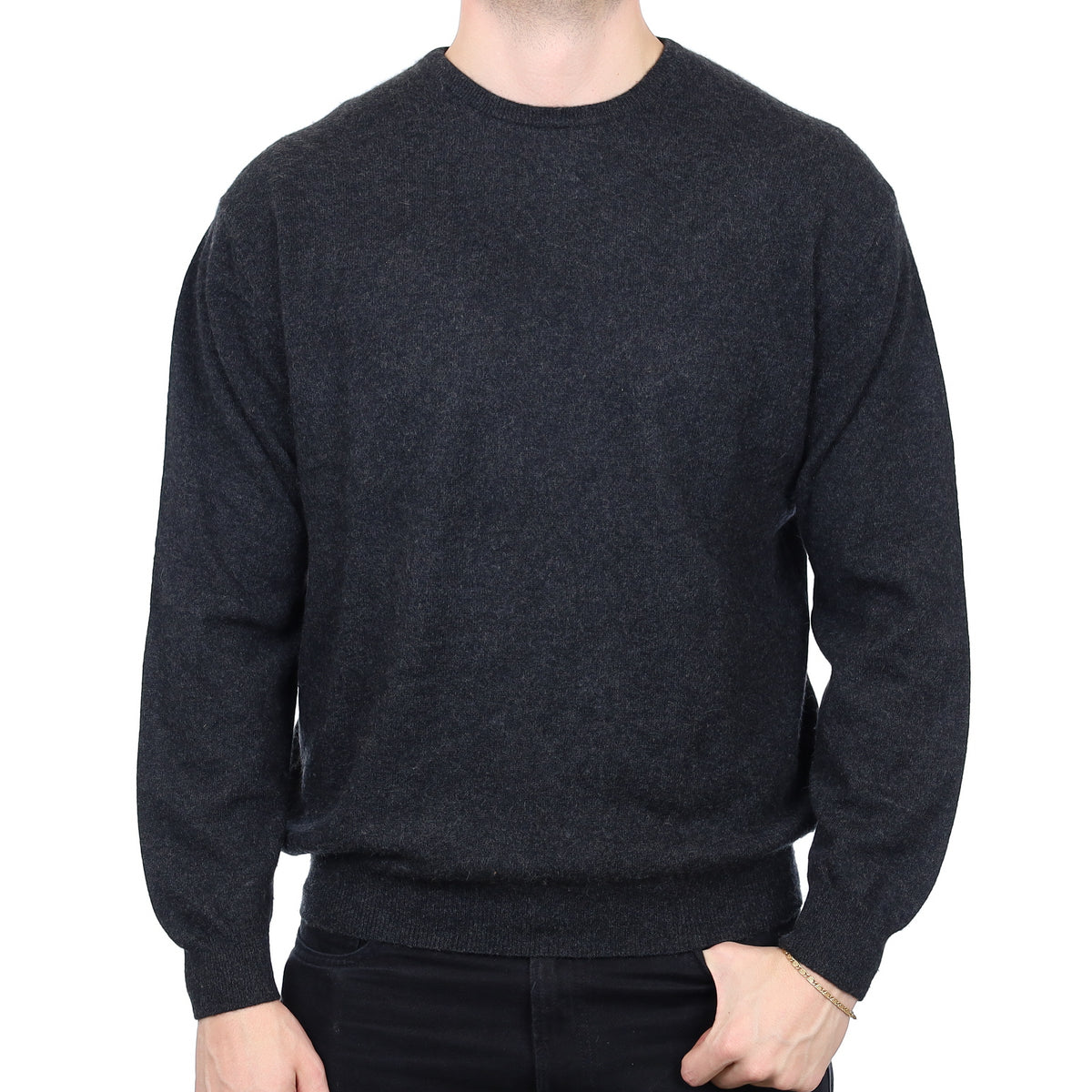 Men’s Charcoal Grey Cashmere Crew Neck Jumper XXL