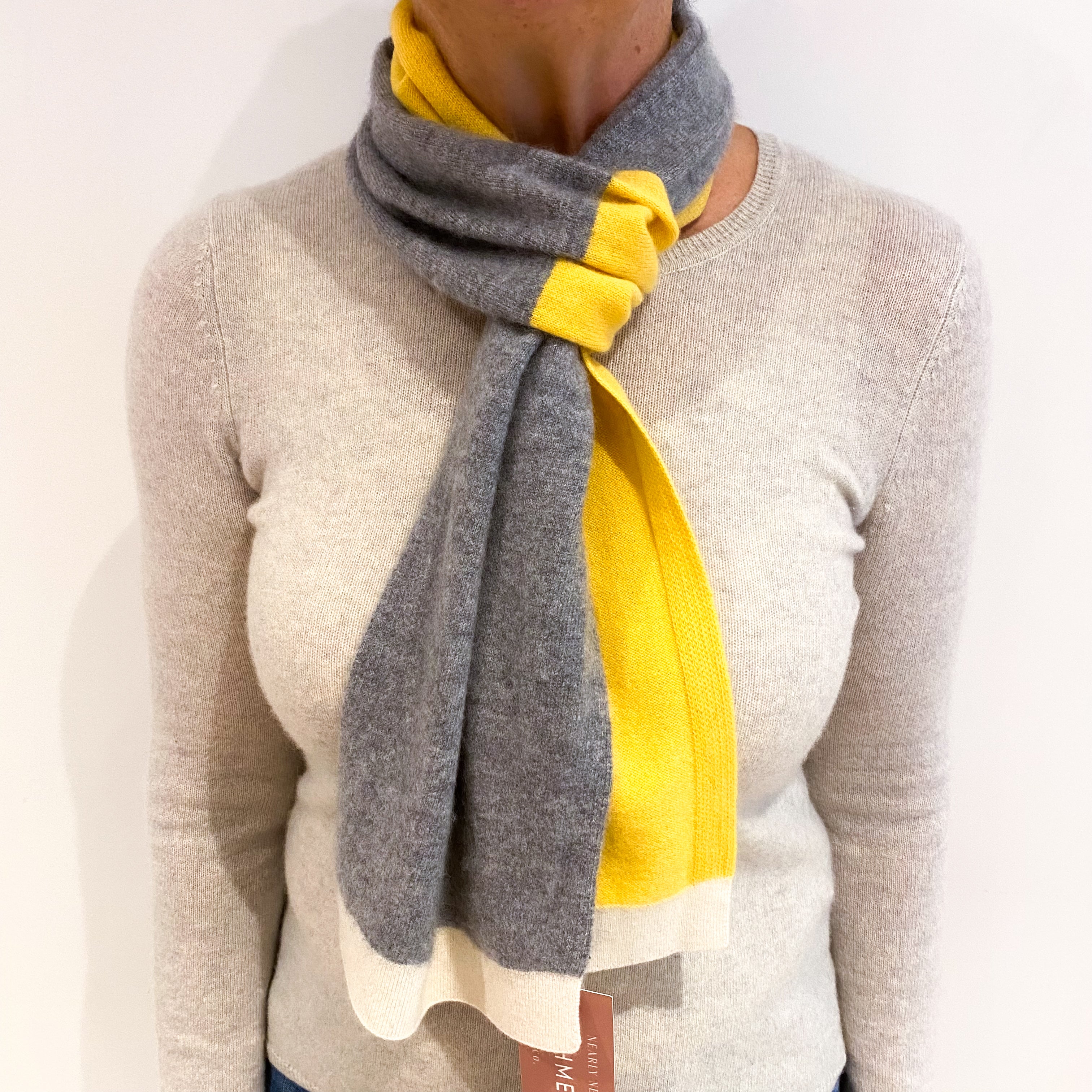 Marigold Yellow and Grey Cashmere Scarf